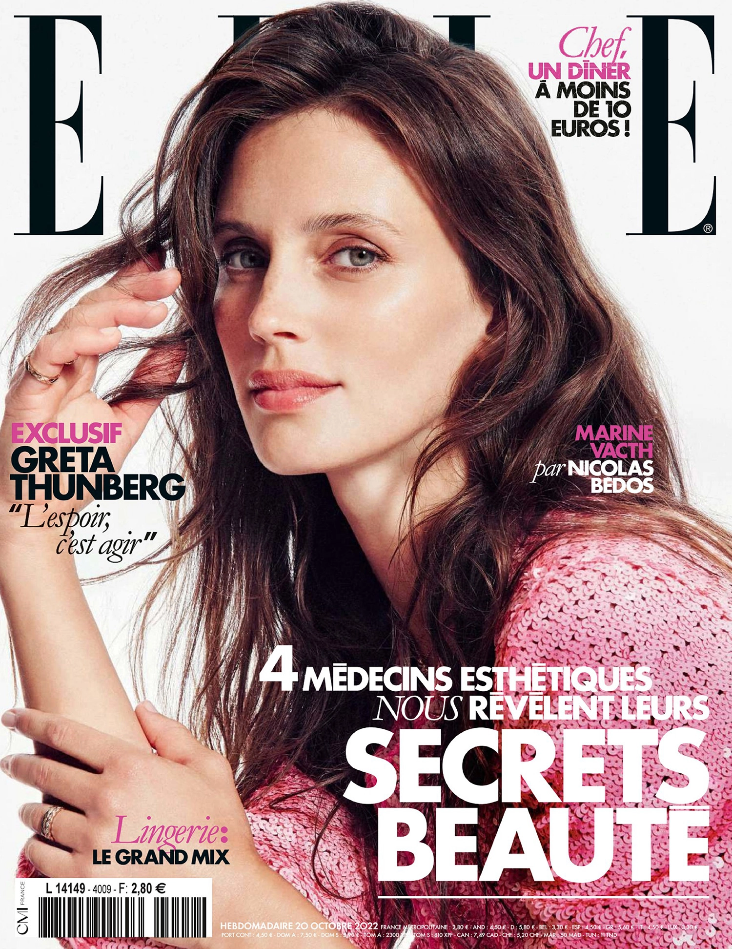 Marine Vacth covers Elle France October 20th, 2022 by Sofia Sanchez & Mauro Mongiello
