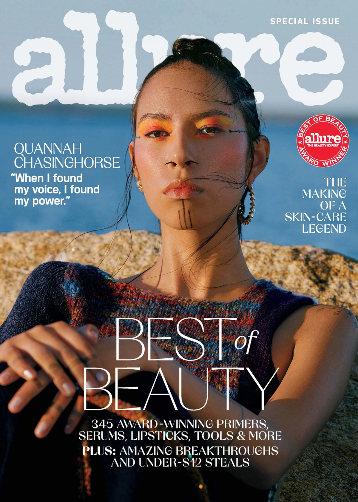 Quannah Chasinghorse covers Allure US October 2022 by Cass Bird