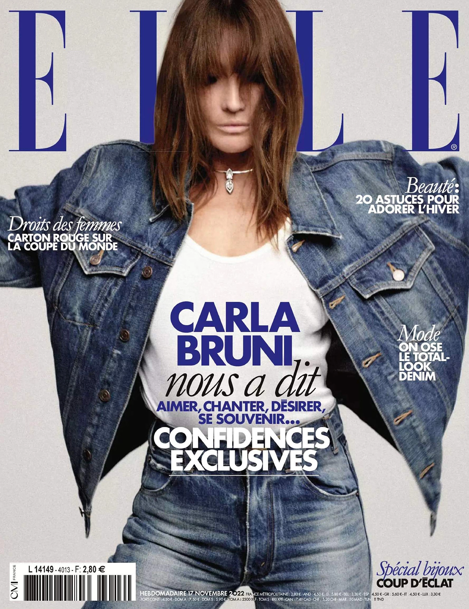 Carla Bruni covers Elle France November 17th, 2022 by Chris Colls