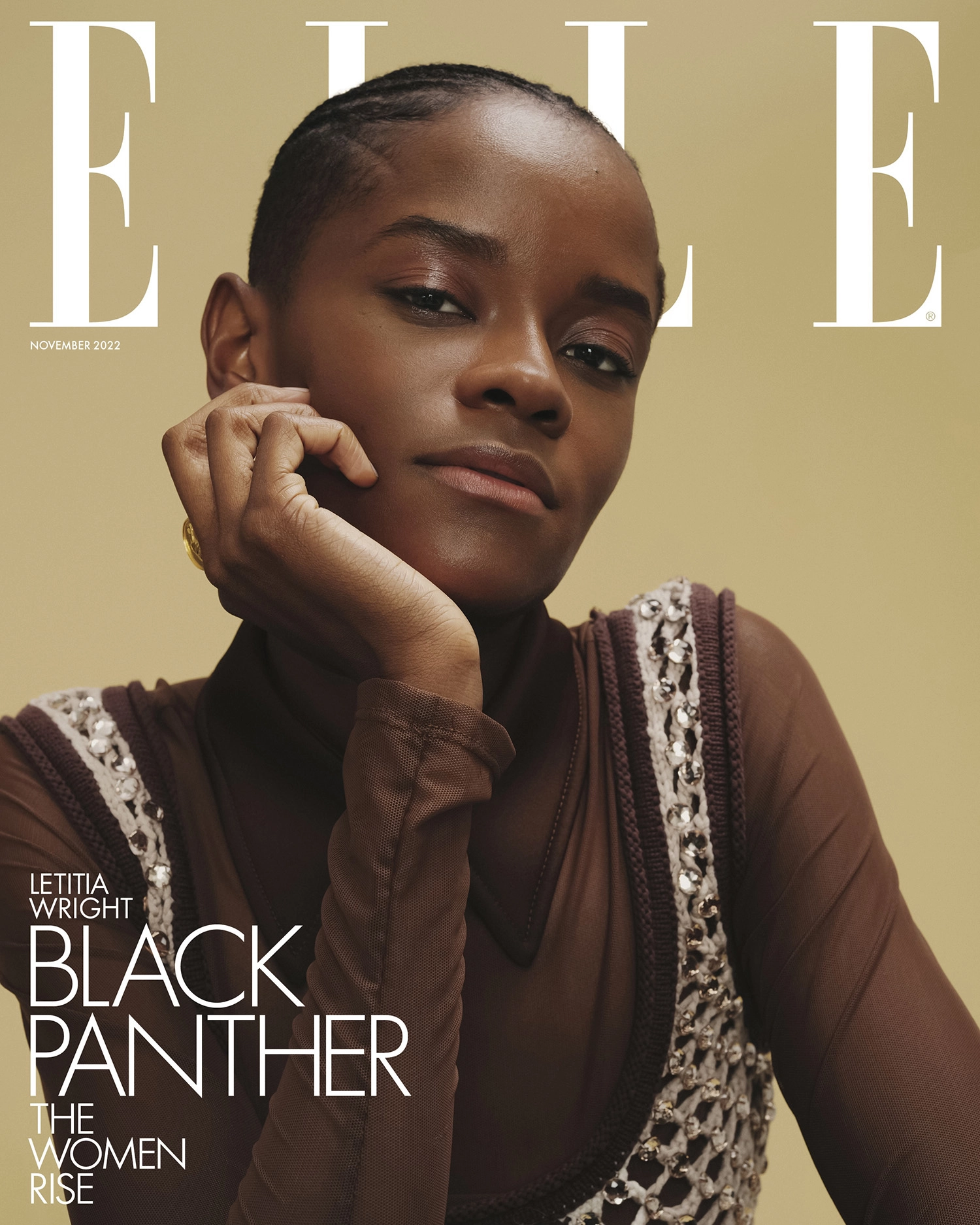 Lupita Nyong’o, Letitia Wright and Danai Gurira cover Elle UK November 2022 by Shaniqwa Jarvis