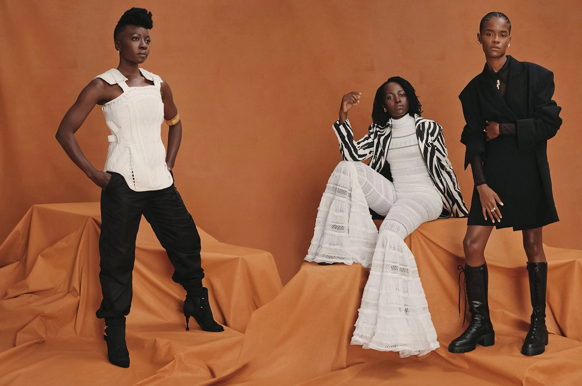 Lupita Nyong’o, Letitia Wright and Danai Gurira cover Elle UK November 2022 by Shaniqwa Jarvis
