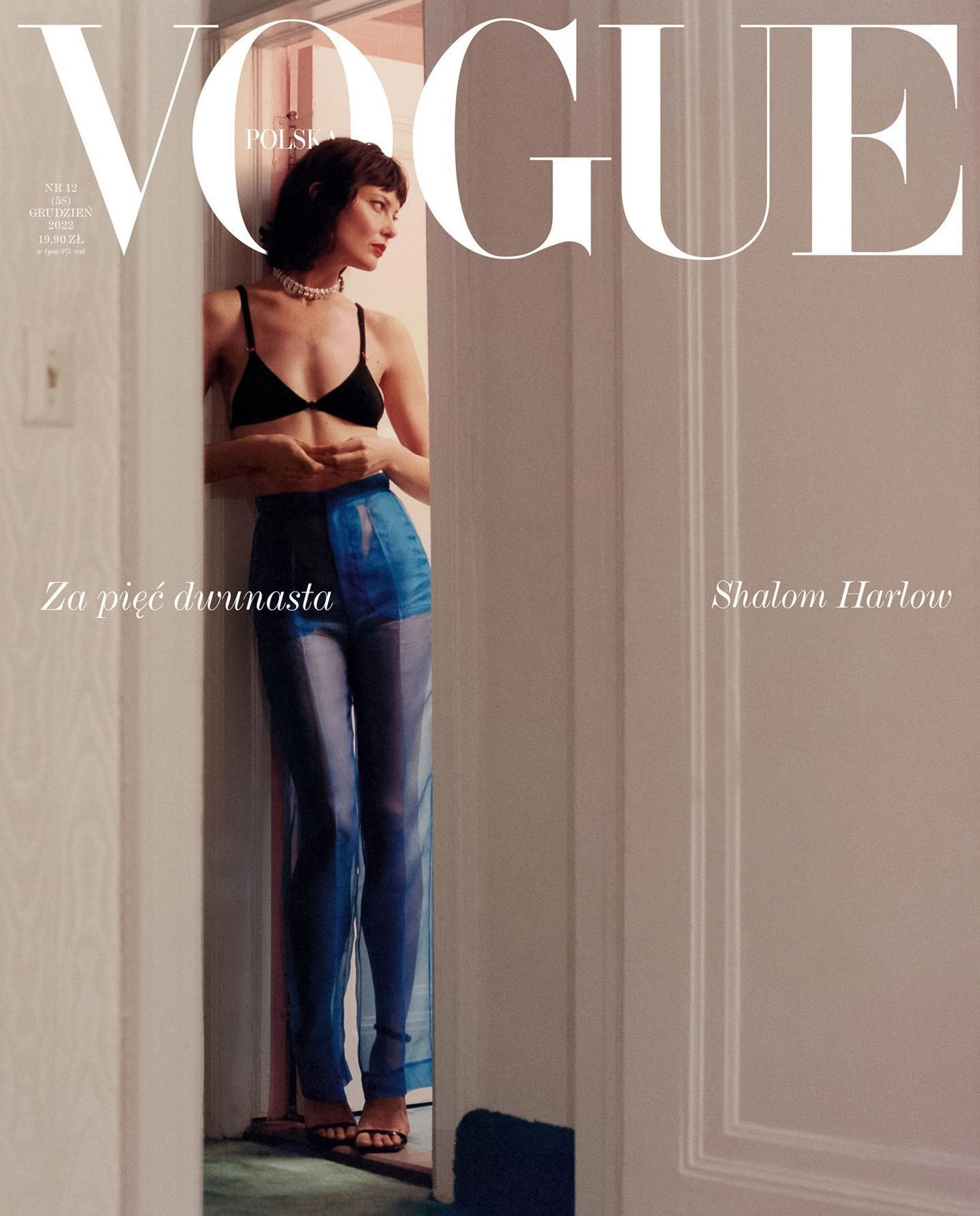 Shalom Harlow covers Vogue Poland December 2022 by Stuart Winecoff