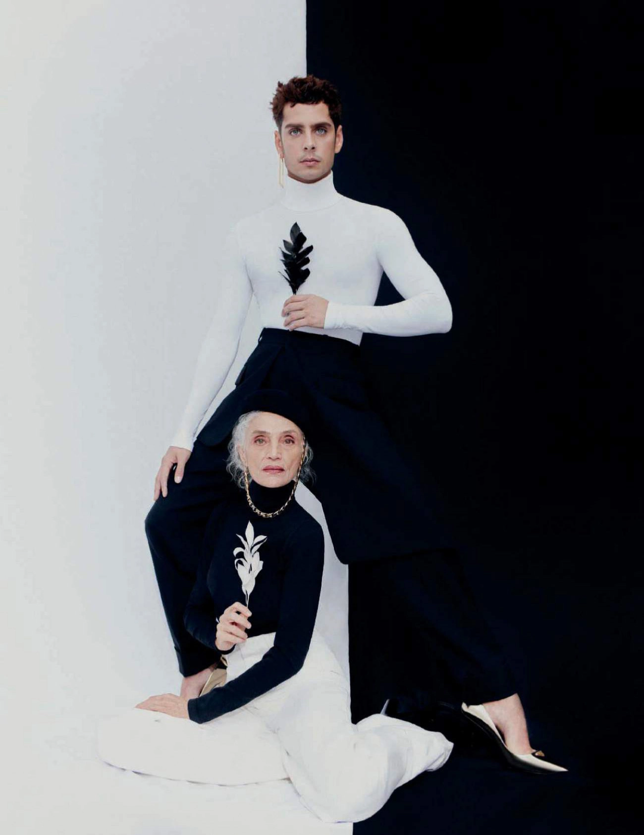 Ángela Molina and Eduardo Casanova by Álvaro Gracia for Harper’s Bazaar Spain January 2023