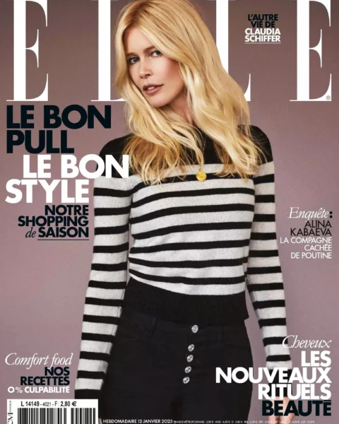 Claudia Schiffer covers Elle France January 12th, 2023 by Erik Torstensson