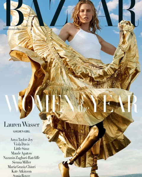 Lauren Wasser covers Harper’s Bazaar UK December 2022/January 2023 by Richard Phibbs