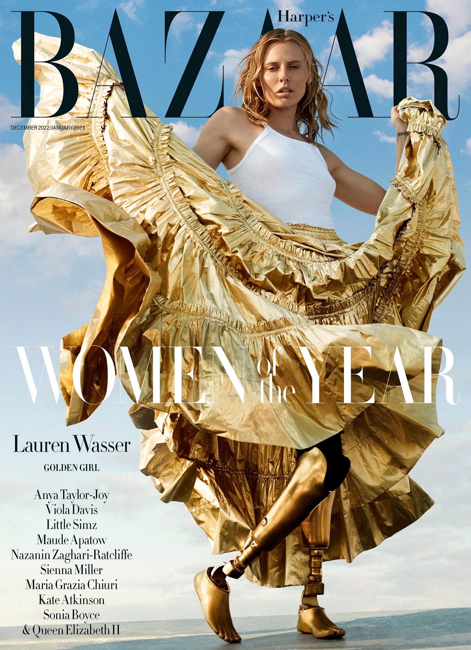 Lauren Wasser covers Harper’s Bazaar UK December 2022/January 2023 by Richard Phibbs