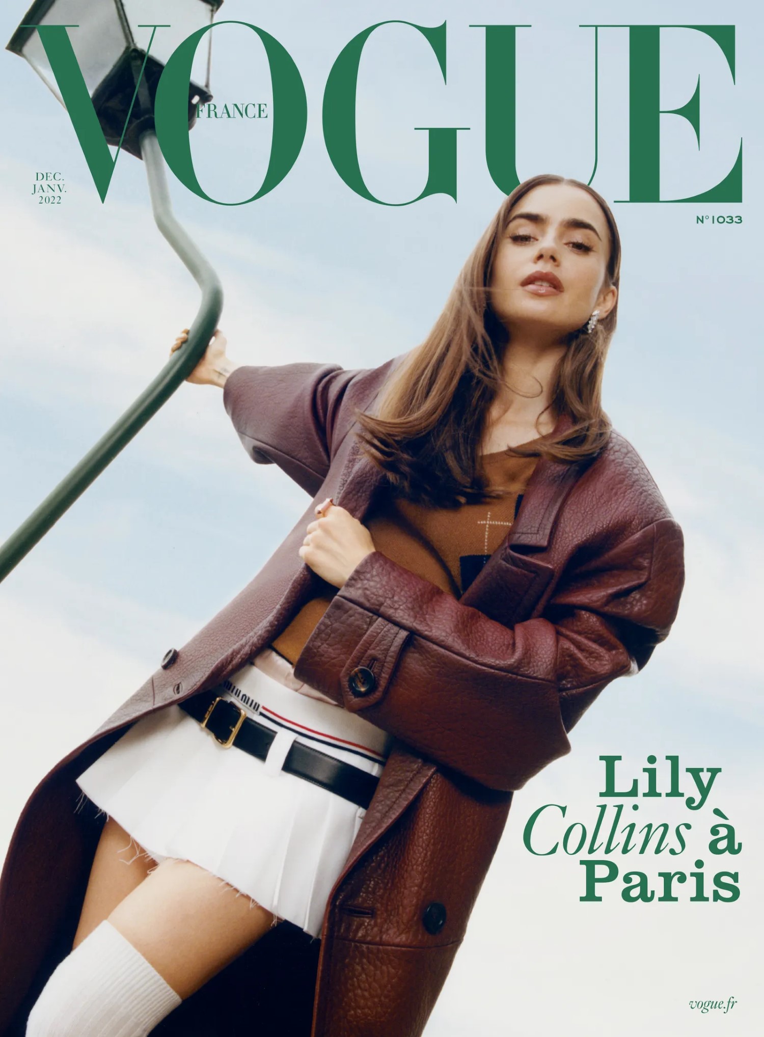 Lily Collins covers Vogue France December 2022 January 2023 by Maciek Pożoga