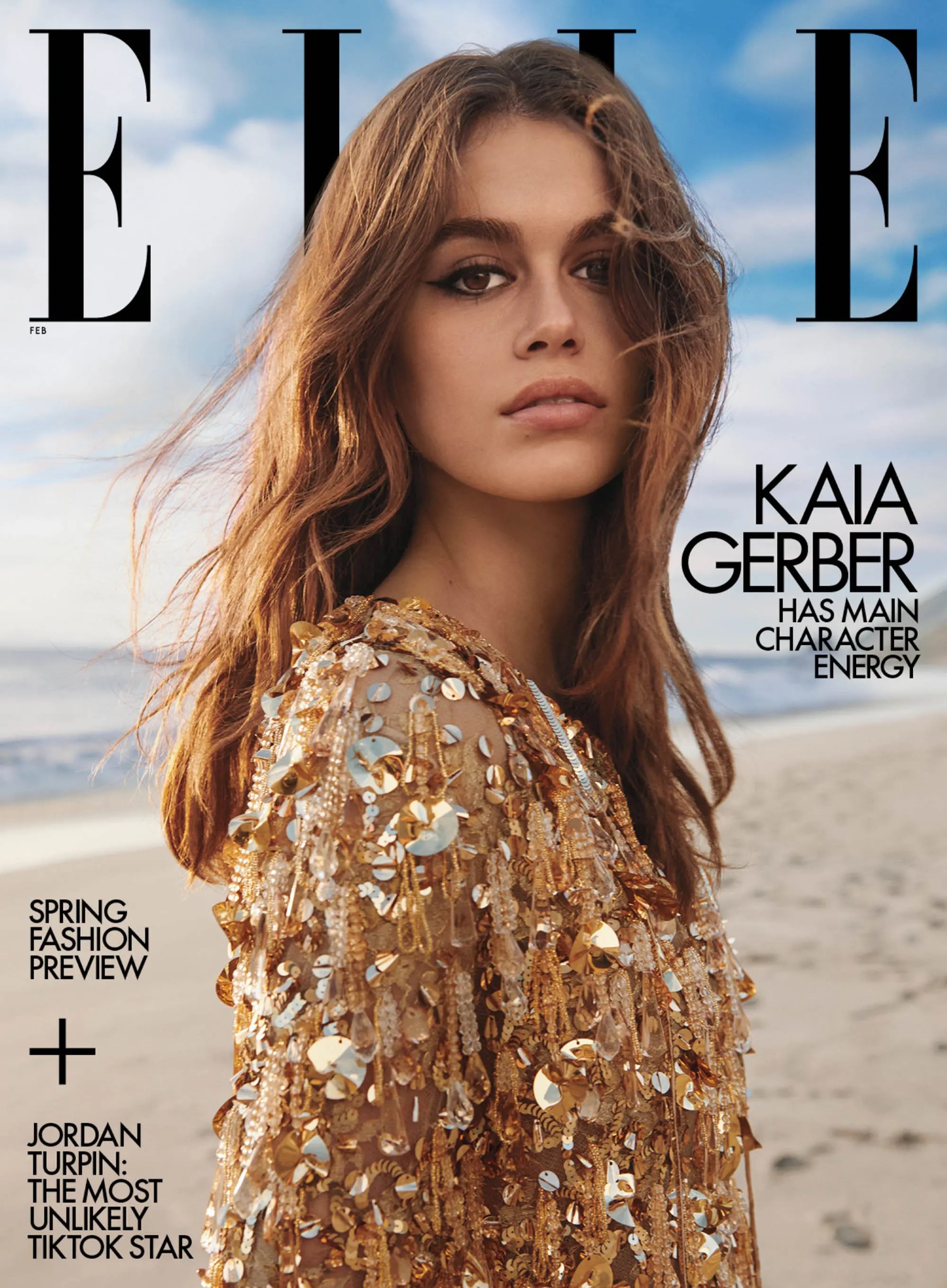 Kaia Gerber covers Elle US February 2023 by Cass Bird