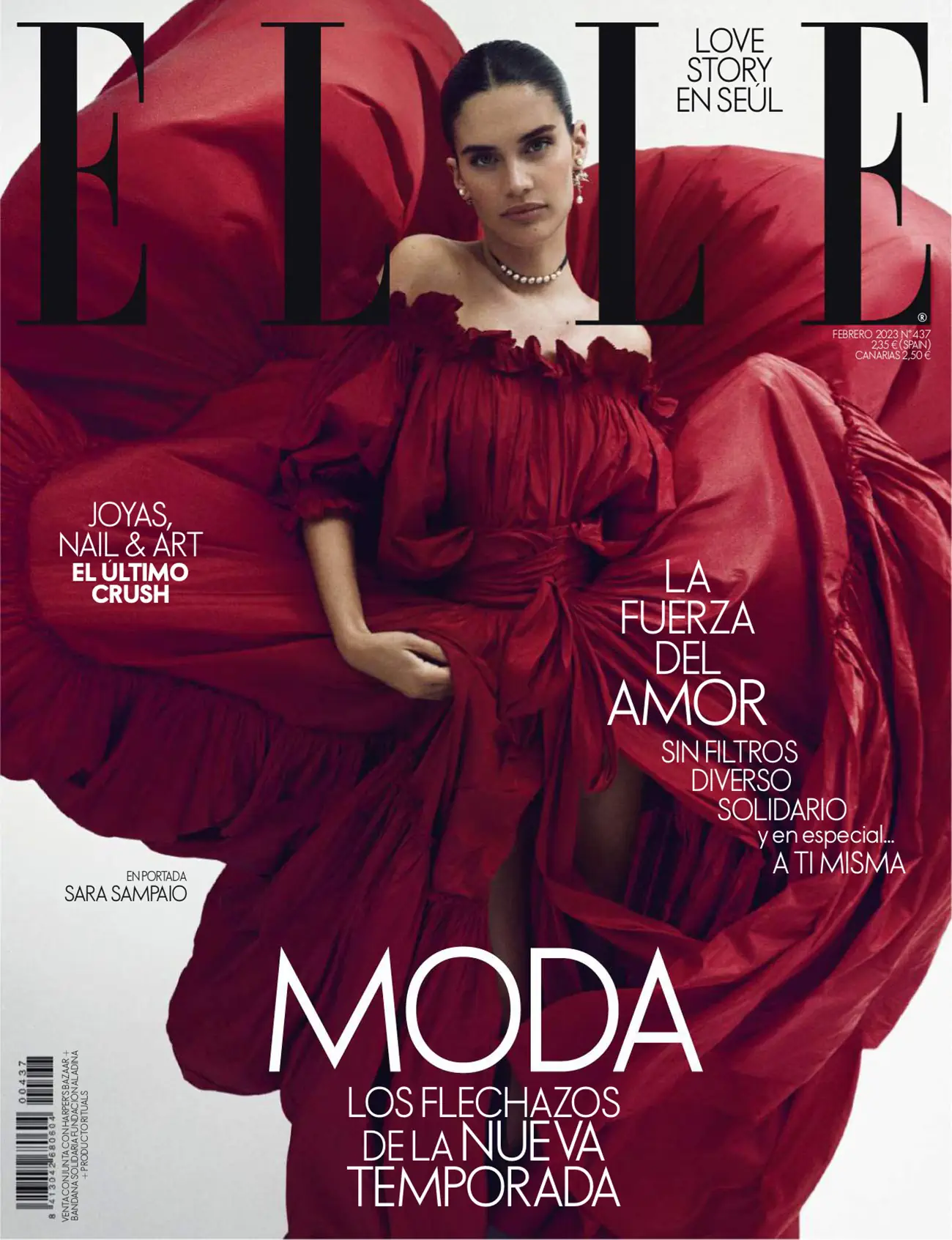 Sara Sampaio covers Elle Spain February 2023 by Xavi Gordo