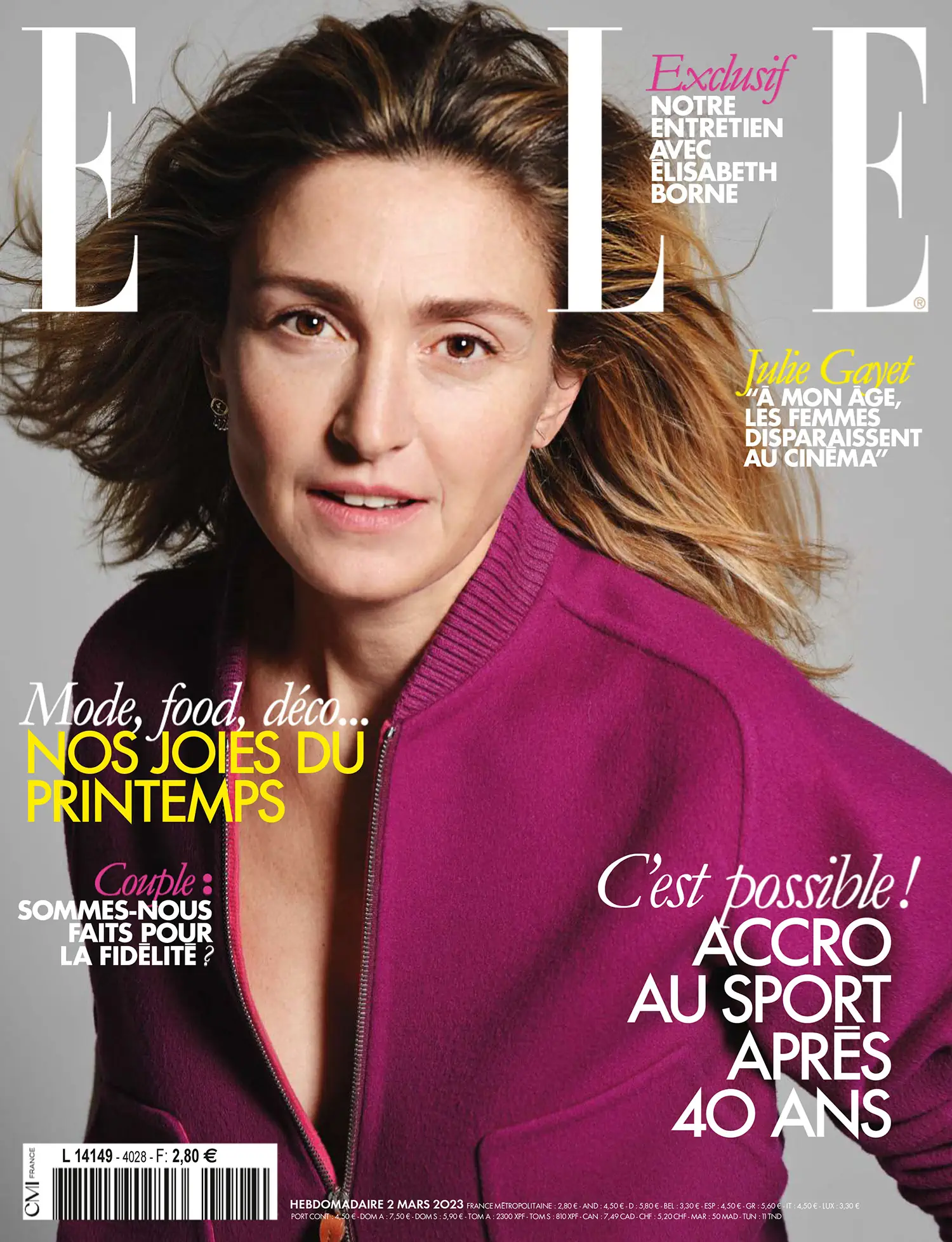 Julie Gayet covers Elle France March 2nd, 2023 by Dant Studio