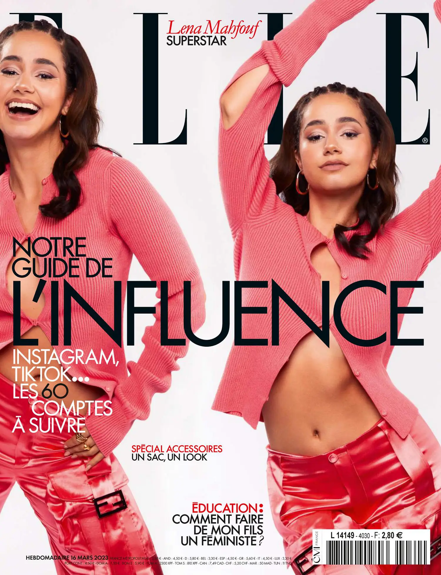 Léna Mahfouf covers Elle France March 16th, 2023 by Gilad Sasporta