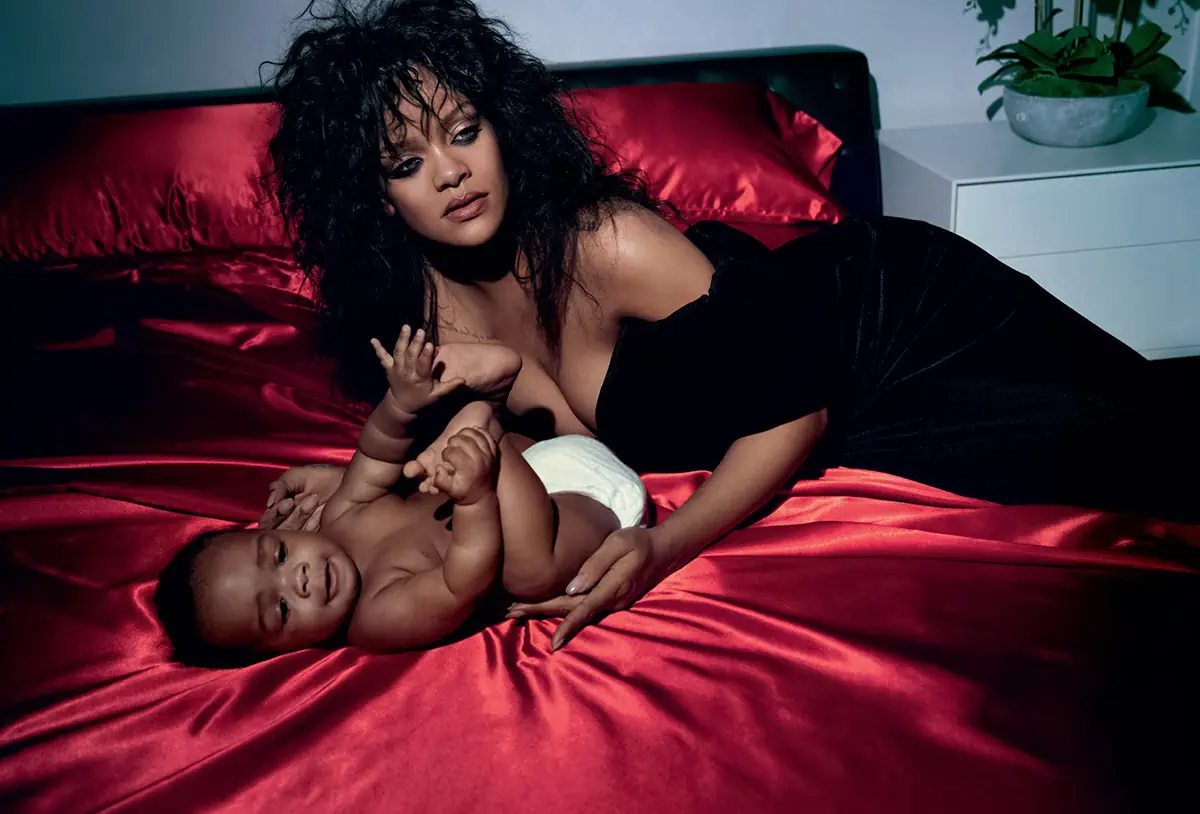 Rihanna, A$AP Rocky and their baby cover British Vogue March 2023 by Inez and Vinoodh
