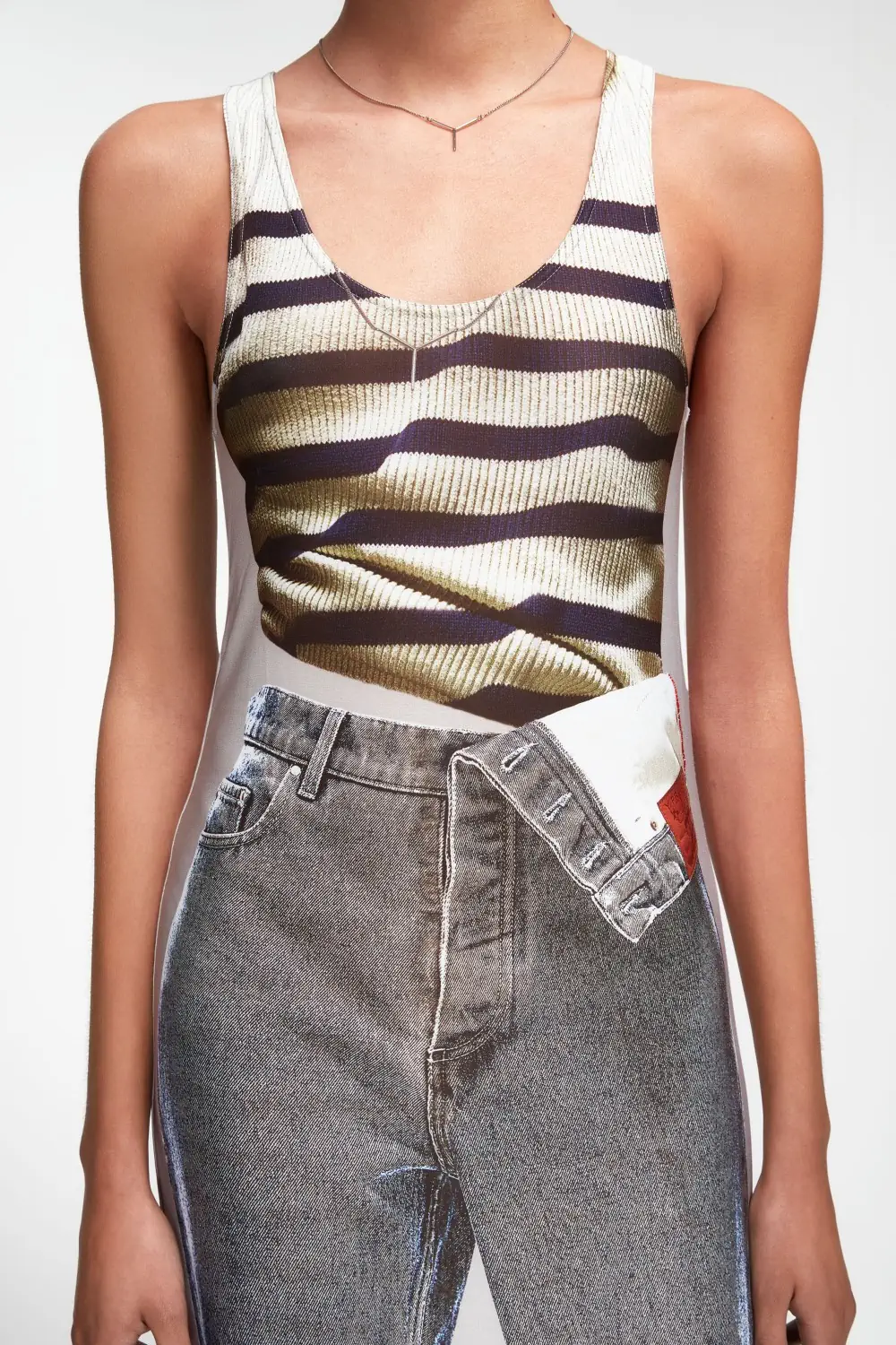Robe Longue Trompe-l'œil Denim Jean Paul Gaultier - Vintage Années 1990 - Taille 40 - Occasion Très Bon état