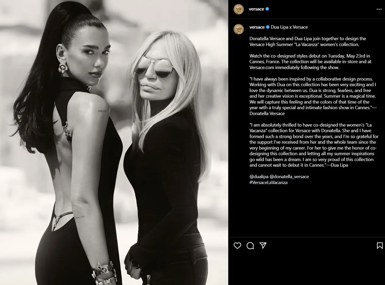Dua Lipa x Versace unveil “La Vacanza” collection with Cannes showcase