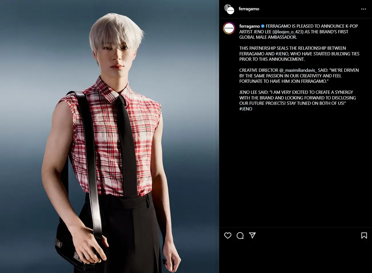 Ferragamo announces NCT's Jeno Lee as first male global brand ambassador