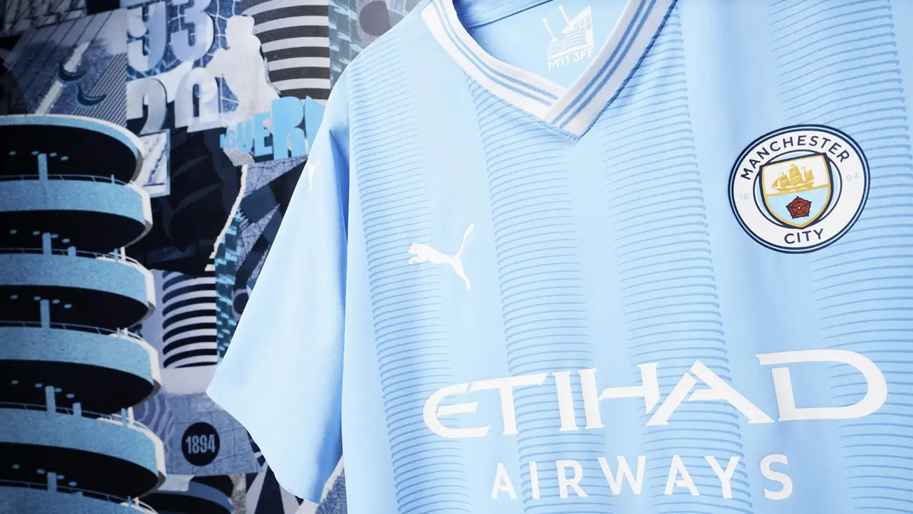 Puma x Manchester City unveils the 2023/24 home kit honoring Etihad stadium's 20th anniversary