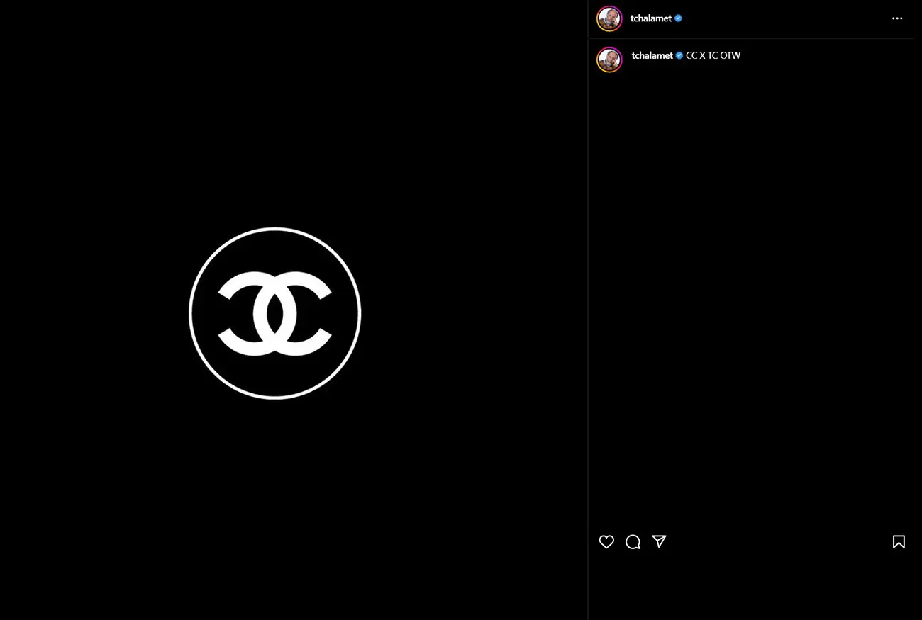 Timothée Chalamet hints at a partnership with Chanel