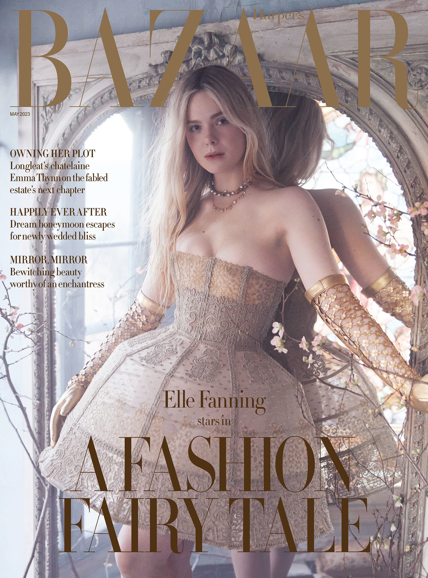 Elle Fanning covers Harper’s Bazaar UK May 2023 by Alexi Lubomirski