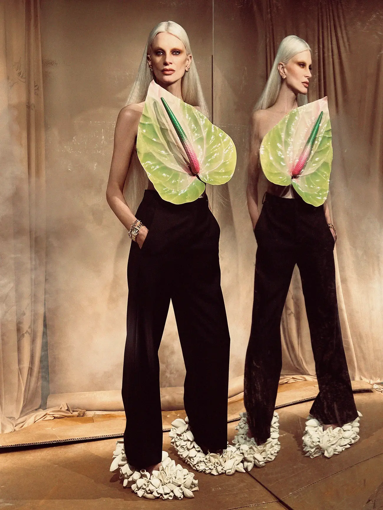 Kristen McMenamy covers Vogue Japan June 2023 by Paul Kooiker