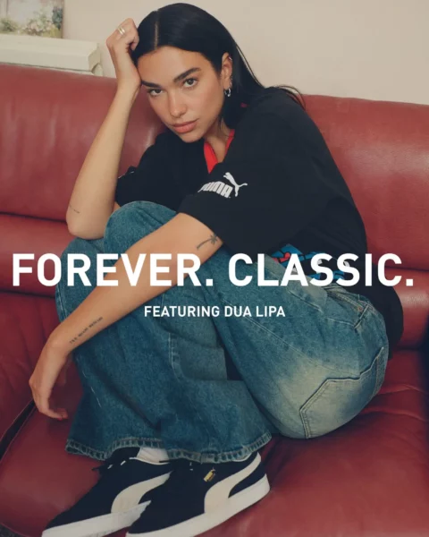 Dua Lipa curates from the Puma archive for the unveiling of the new ''Forever.Classic.'' lookbook
