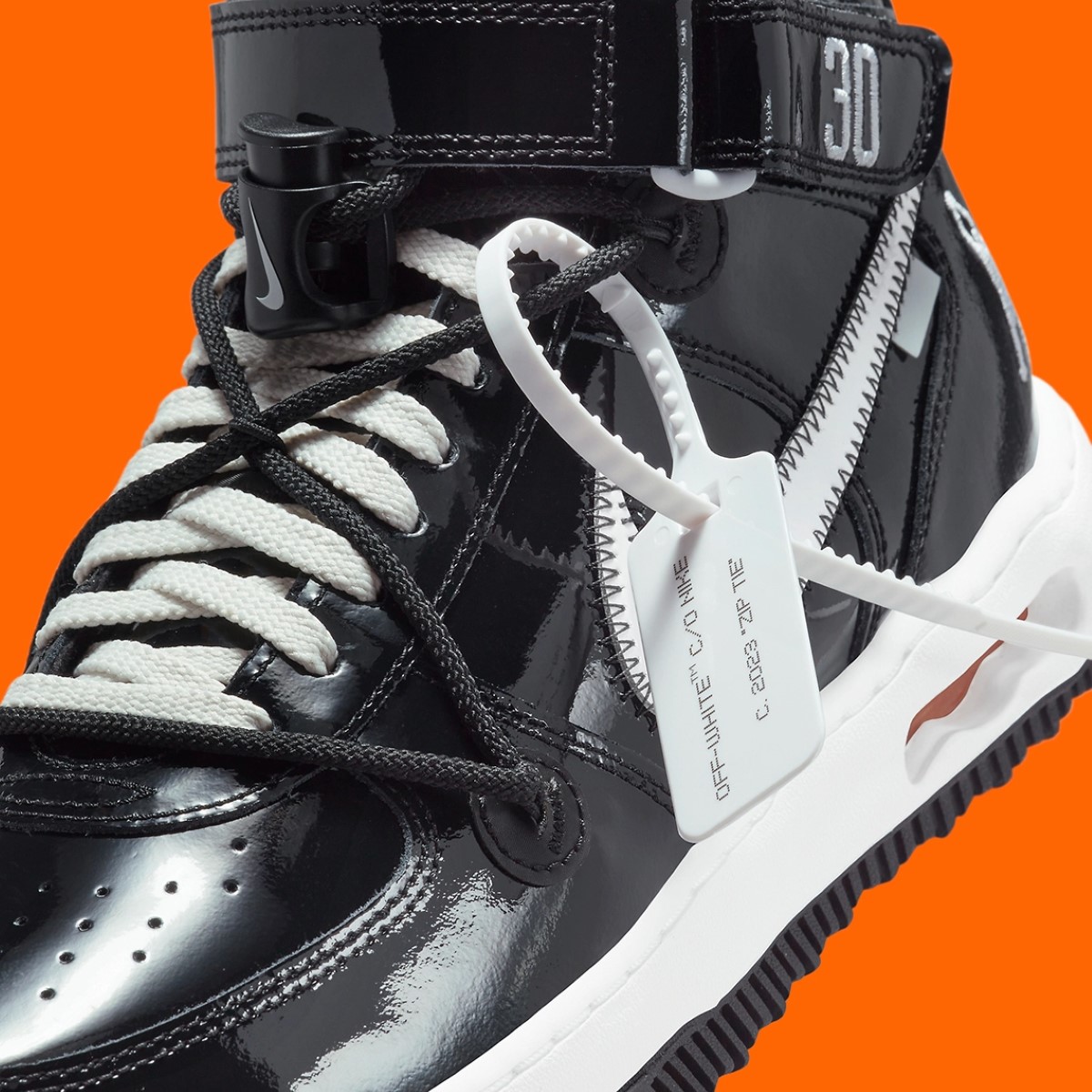 Experience the Off-White x Nike Air Force 1 Mid “Sheed" through official images