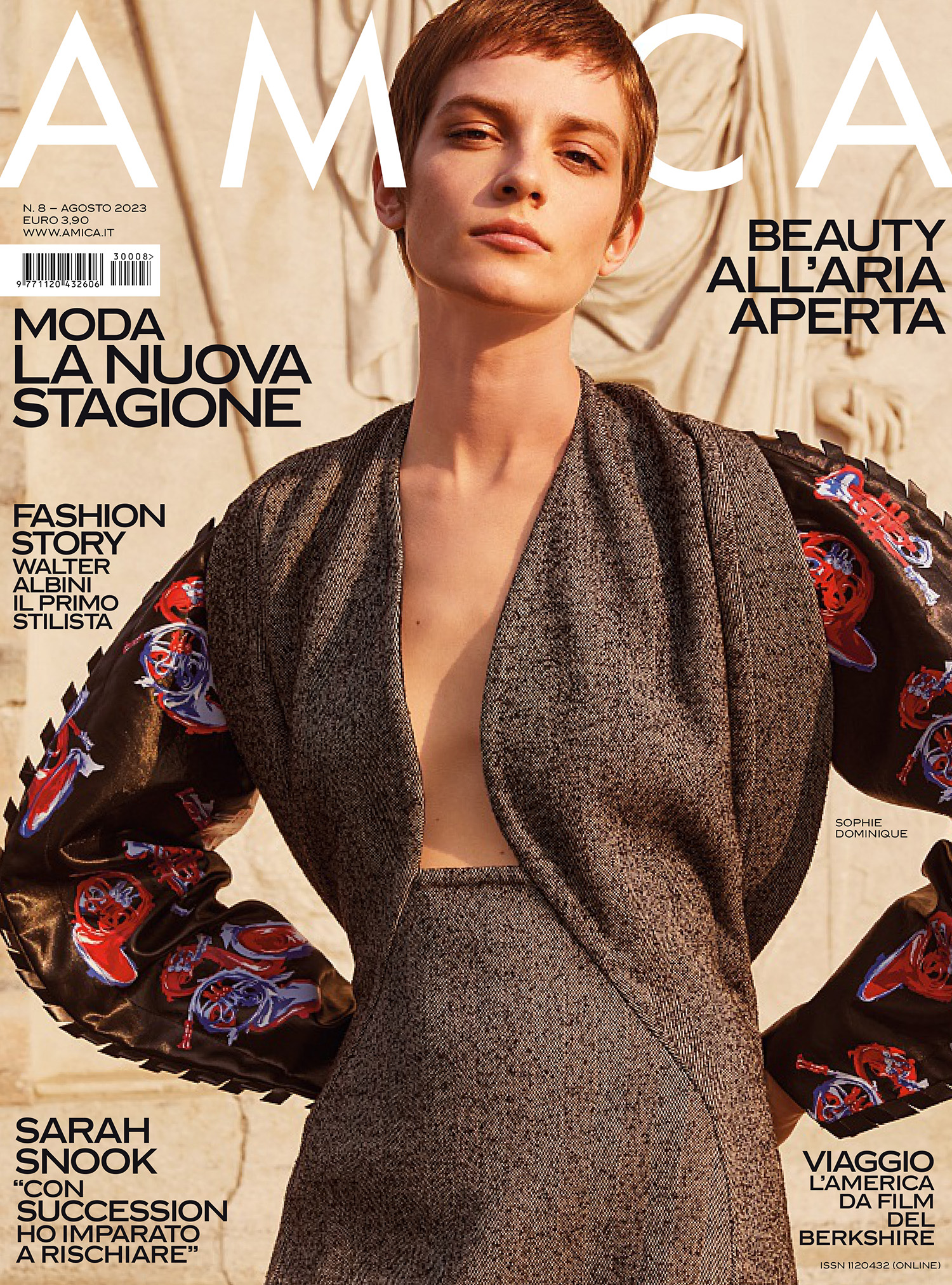 Sophie Dominique covers Amica Magazine August 2023 by Luc Braquet