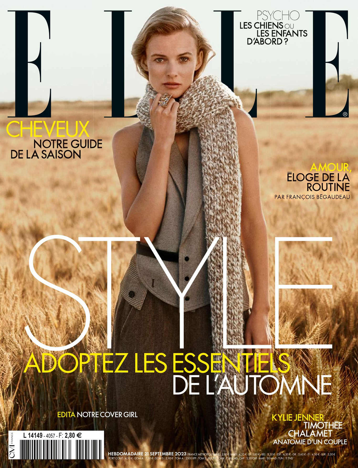 Edita Vilkeviciute covers Elle France September 21st, 2023 by Ben Weller