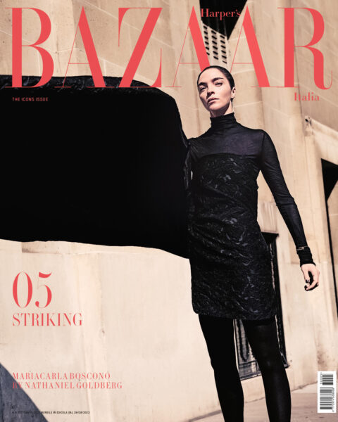 Mariacarla Boscono covers Harper’s Bazaar Italia September 2023 by Nathaniel Goldberg