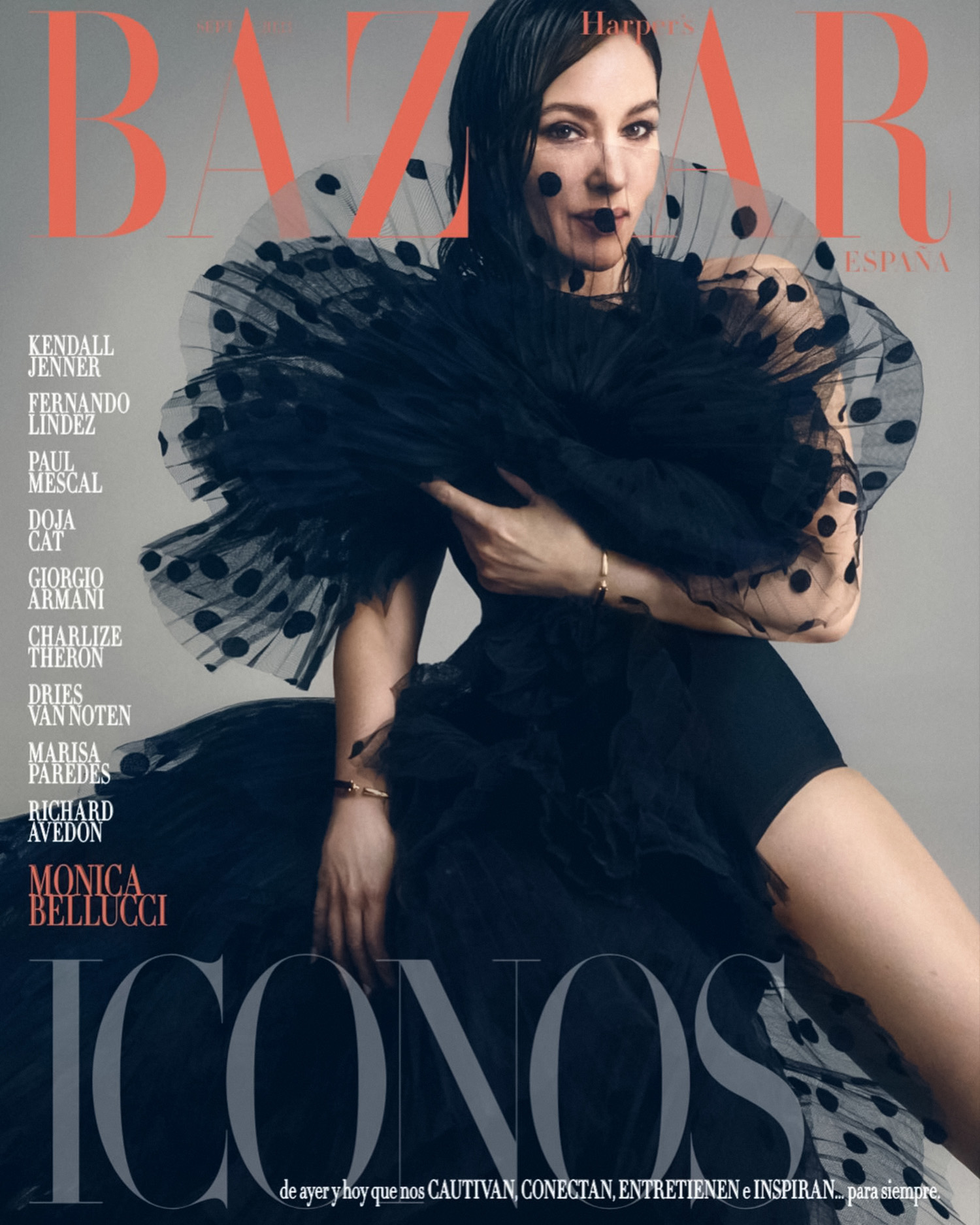 Monica Bellucci covers Harper’s Bazaar Spain September 2023 by Xavi Gordo