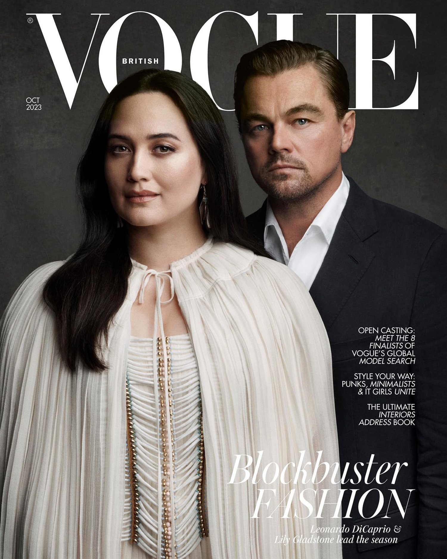 Leonardo DiCaprio and Lily Gladstone cover British Vogue October 2023 by Craig McDean