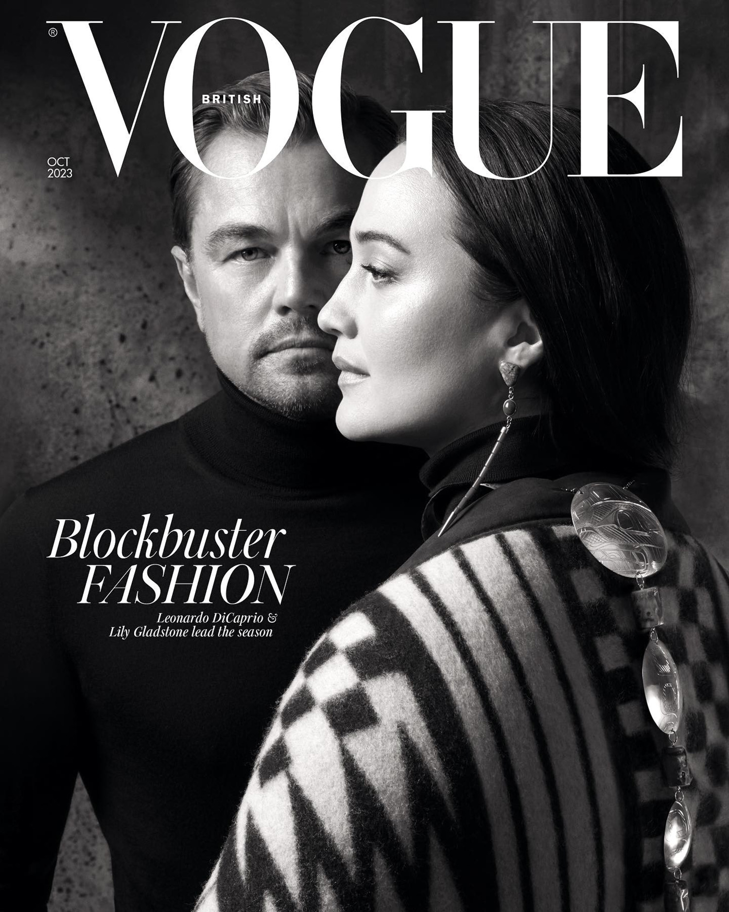 Leonardo DiCaprio and Lily Gladstone cover British Vogue October 2023 by Craig McDean