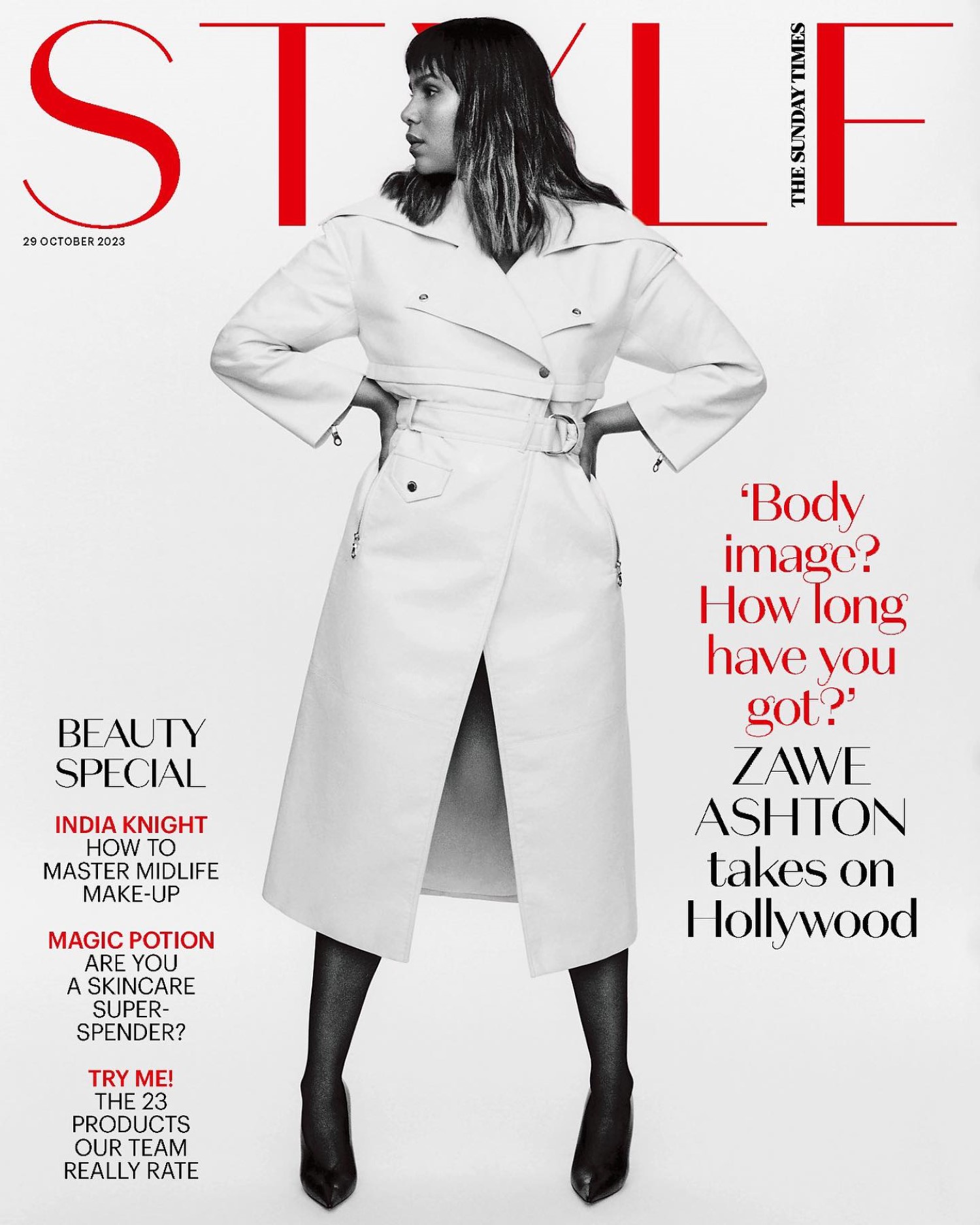 Zawe Ashton covers The Sunday Times Style October 29th, 2023 by Arran & Jules