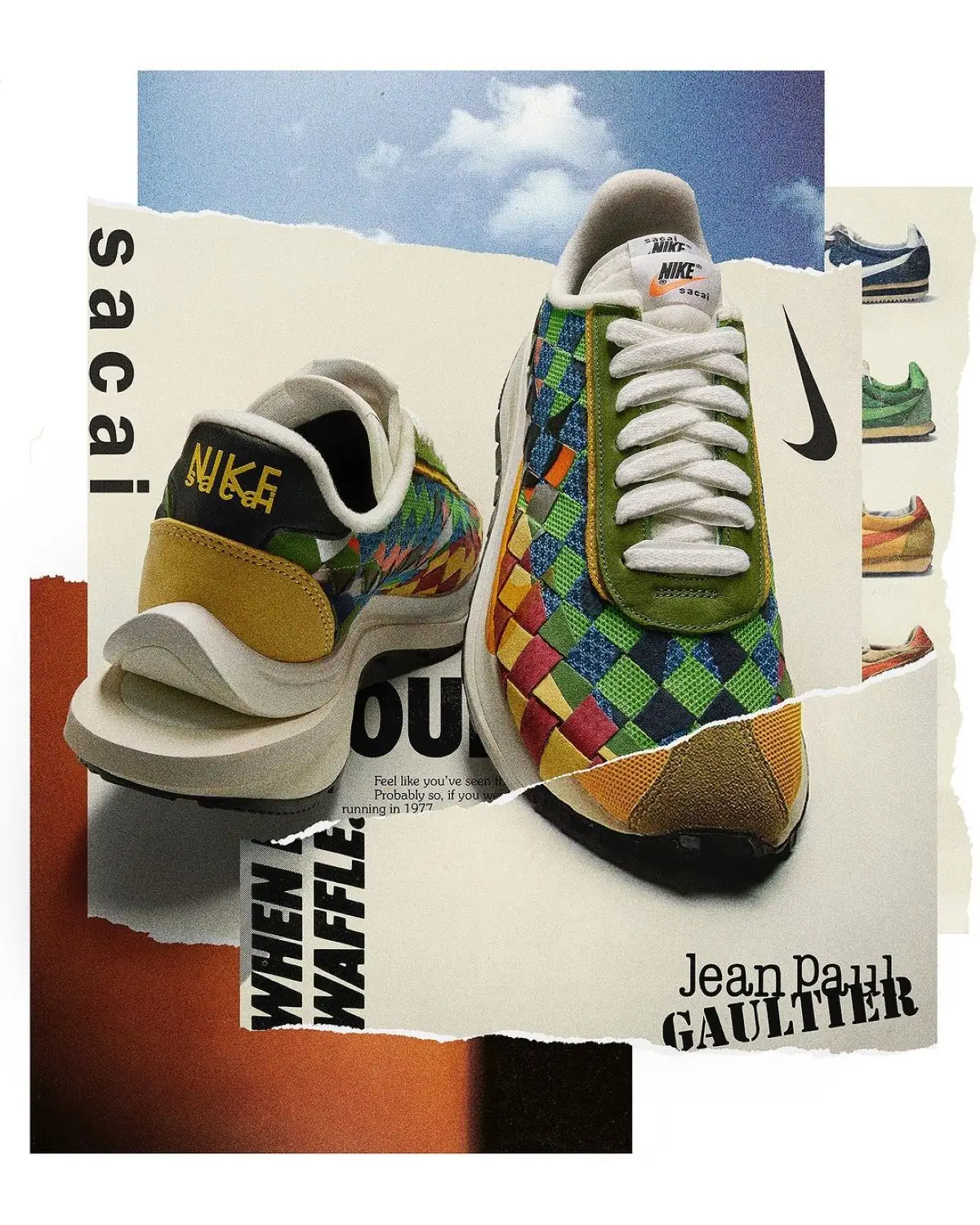 Jean Paul Gaultier, Sacai and Nike reveal two exclusive VaporWaffle sneaker designs