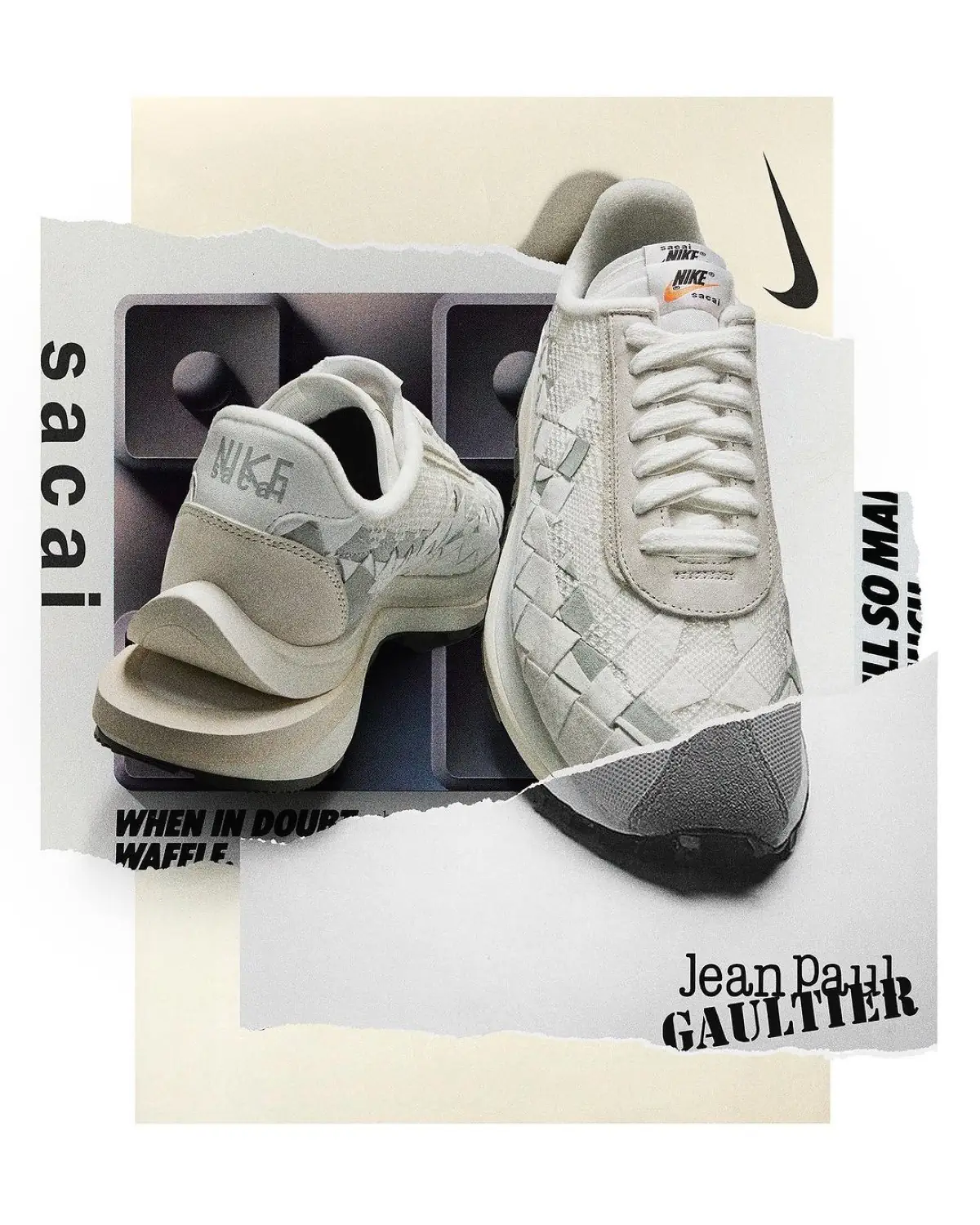 Jean Paul Gaultier, Sacai and Nike reveal two exclusive VaporWaffle sneaker designs