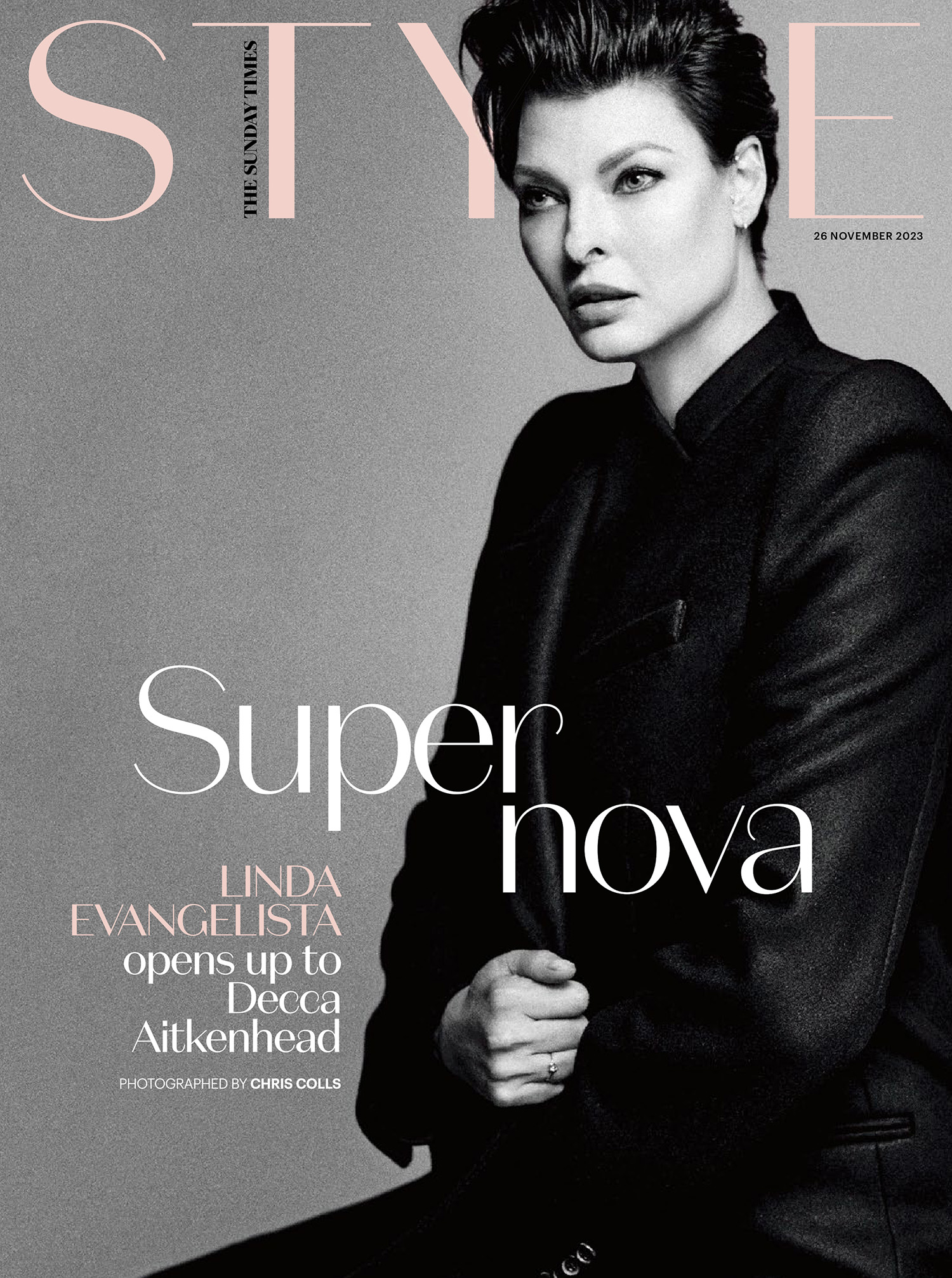 Linda Evangelista covers The Sunday Times Style November 26th, 2023 by Chris Colls