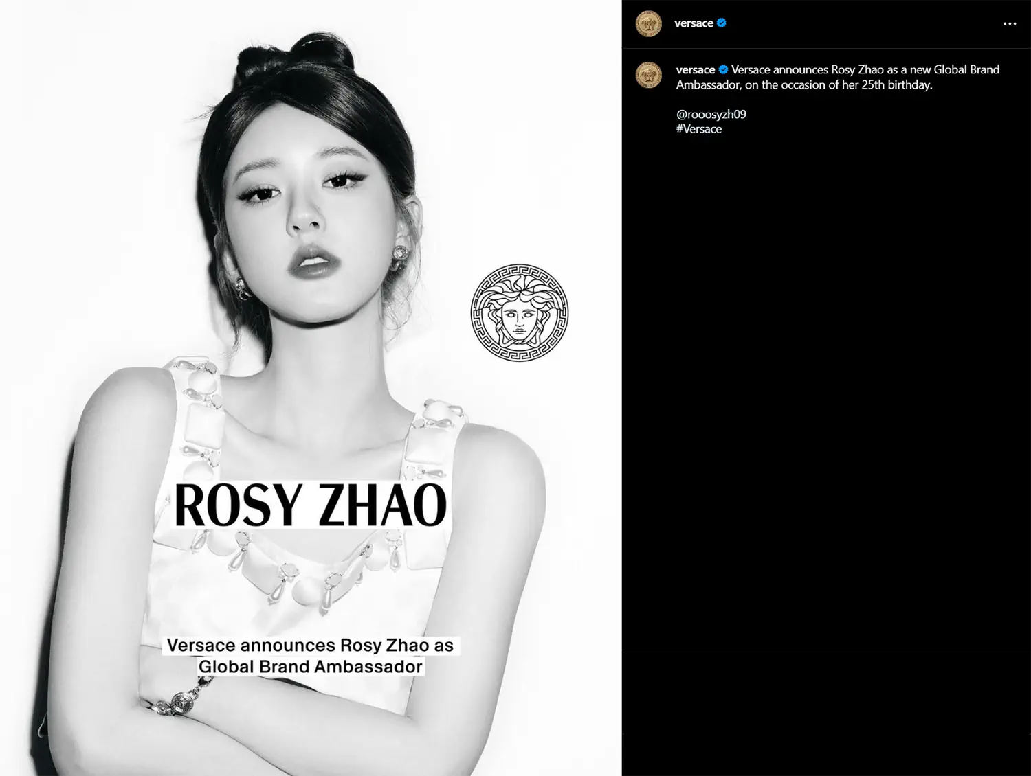 Versace names Rosy Zhao as new global ambassador