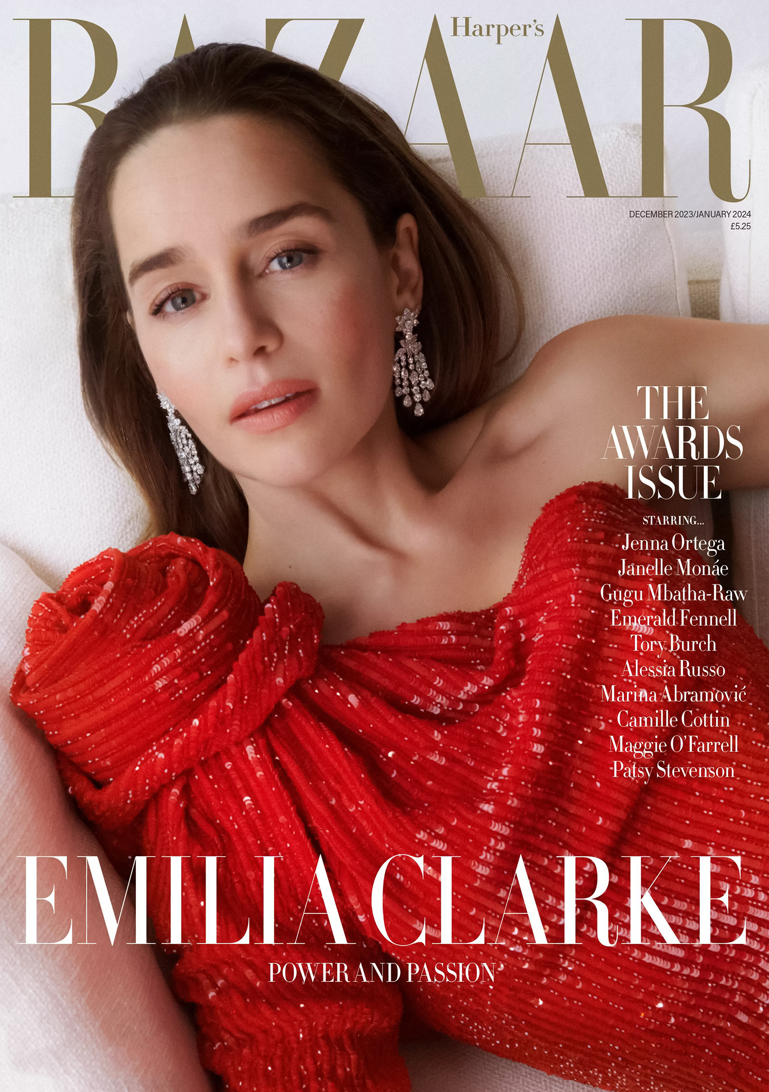 Emilia Clarke covers Harper’s Bazaar UK December 2023-January 2024 by Betina du Toit