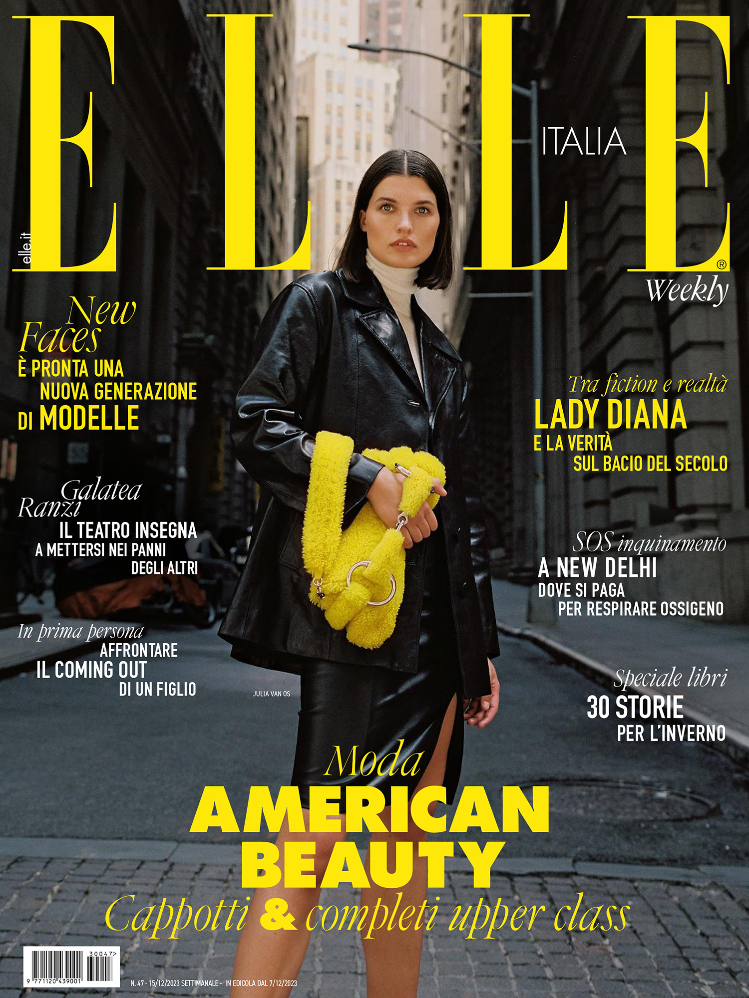 Julia van Os covers Elle Italia December 7th, 2023 by Riccardo Vimercati
