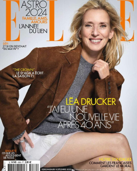 Léa Drucker covers Elle France December 14th, 2023 by Dant Studio
