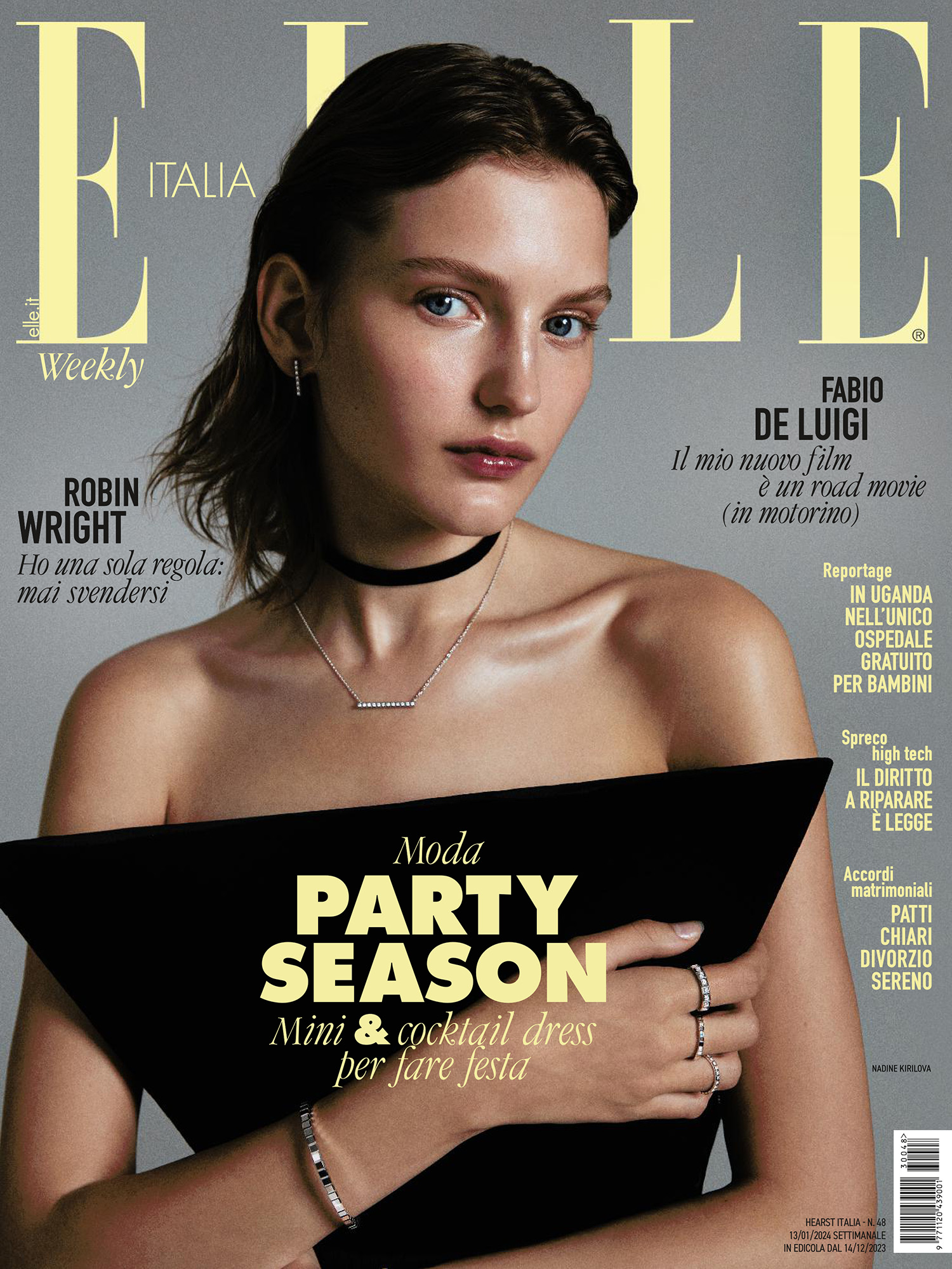 Nadine Kirilova covers Elle Italia December 14th, 2023 by Adriano Russo