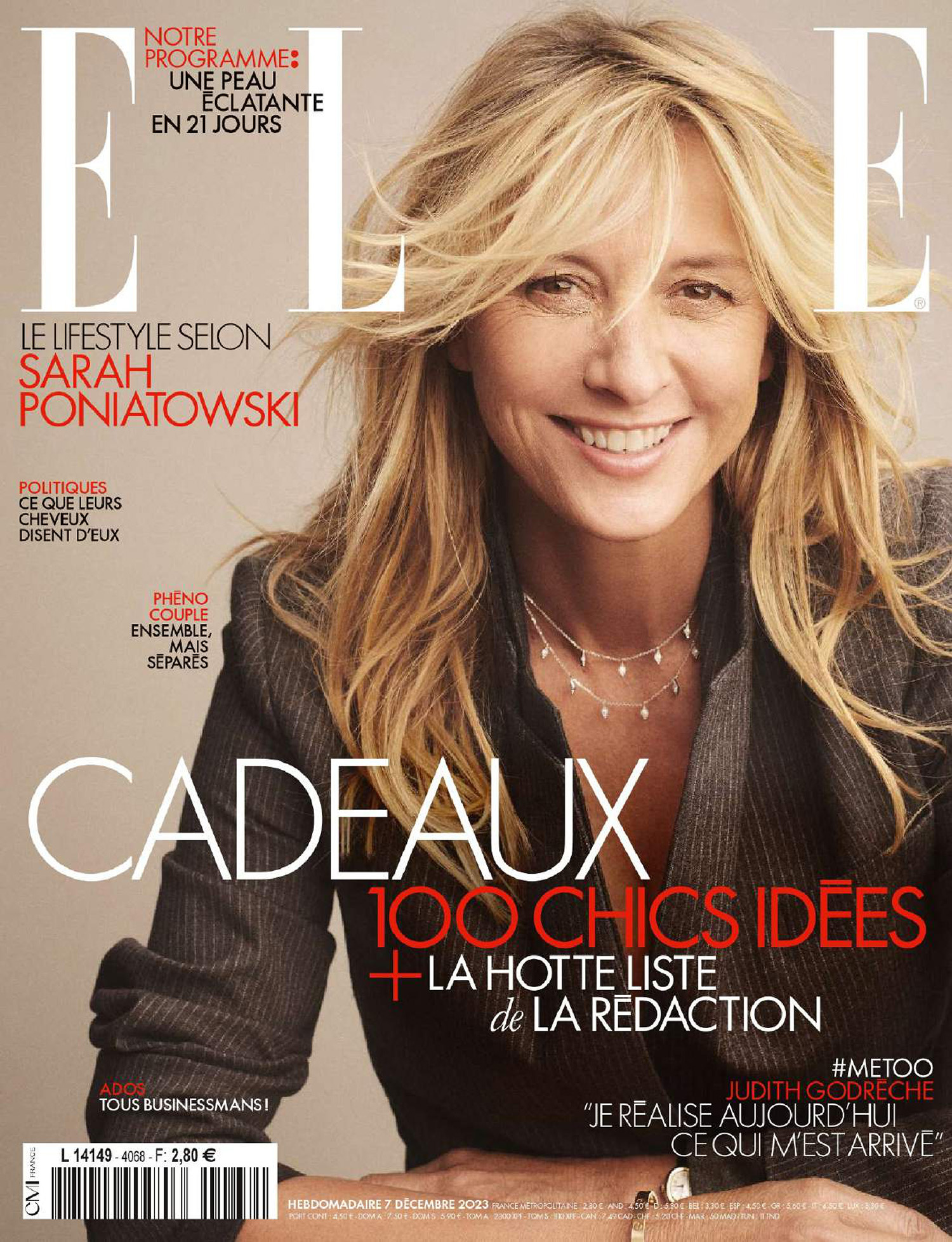 Sarah Poniatowski covers Elle France December 7th, 2023 by Jonas Bresnan