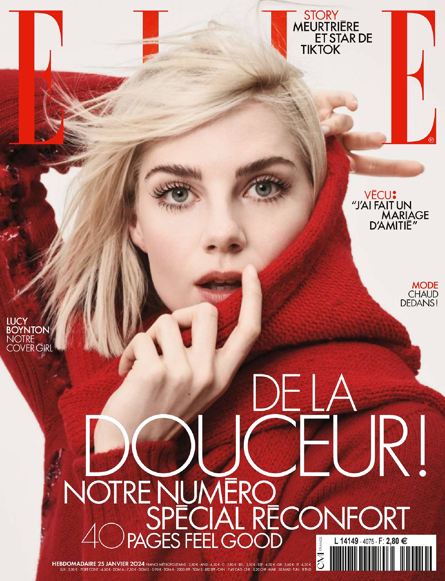 Lucy Boynton covers Elle France January 25th, 2024 by Paola Kudacki
