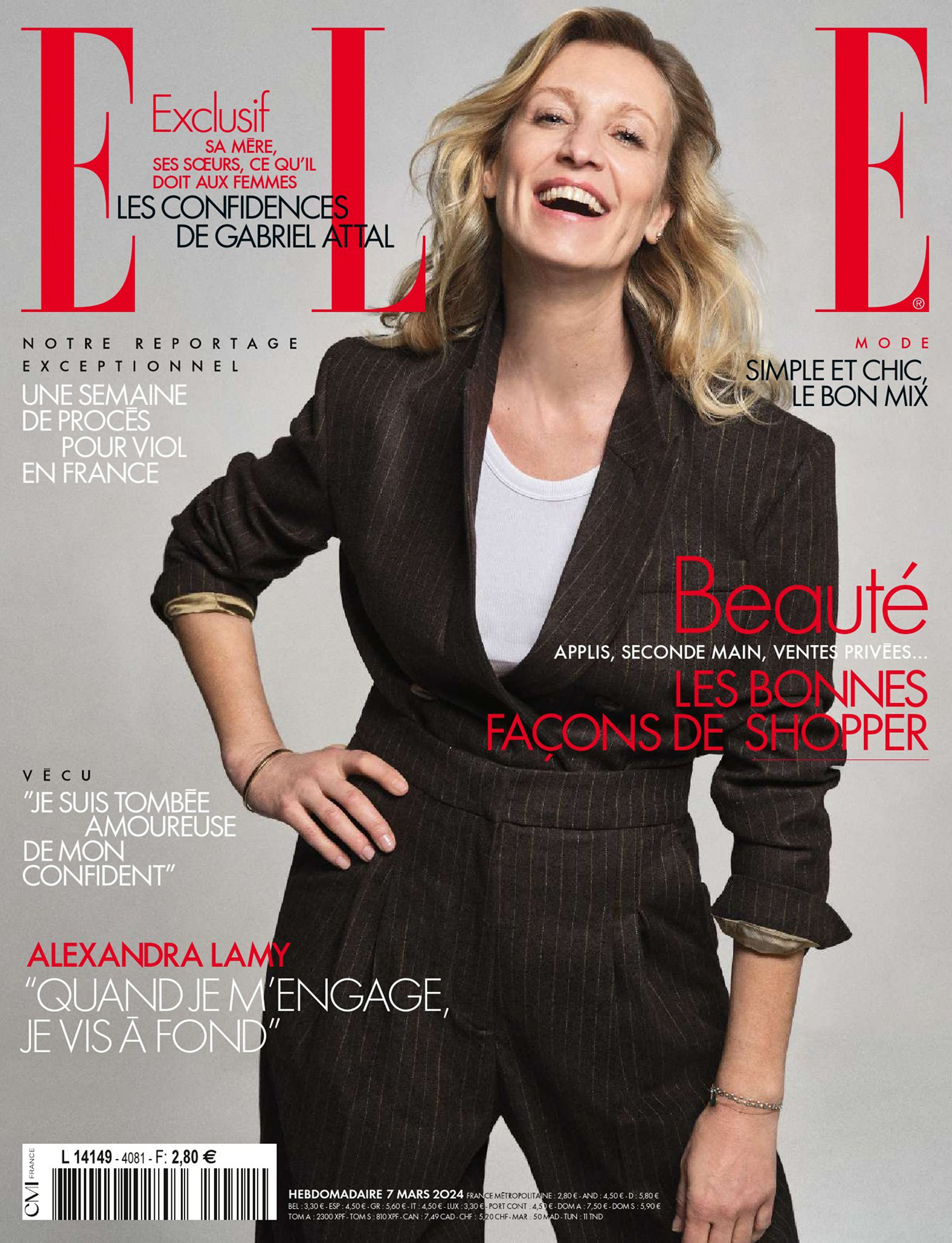 Alexandra Lamy covers Elle France March 7th, 2024 by Dant Studio