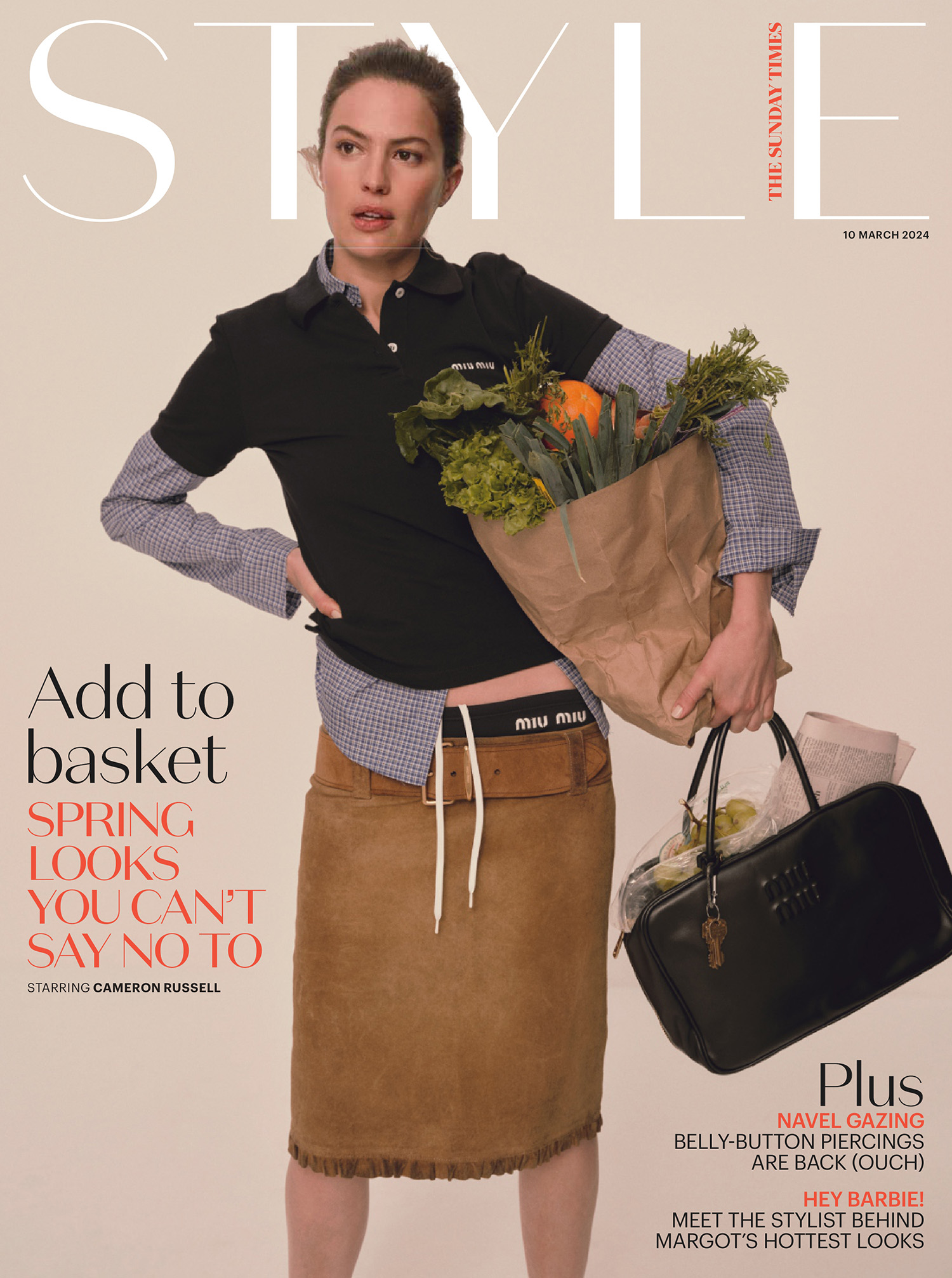 Cameron Russell covers The Sunday Times Style March 10th, 2024 by Clément Pascal