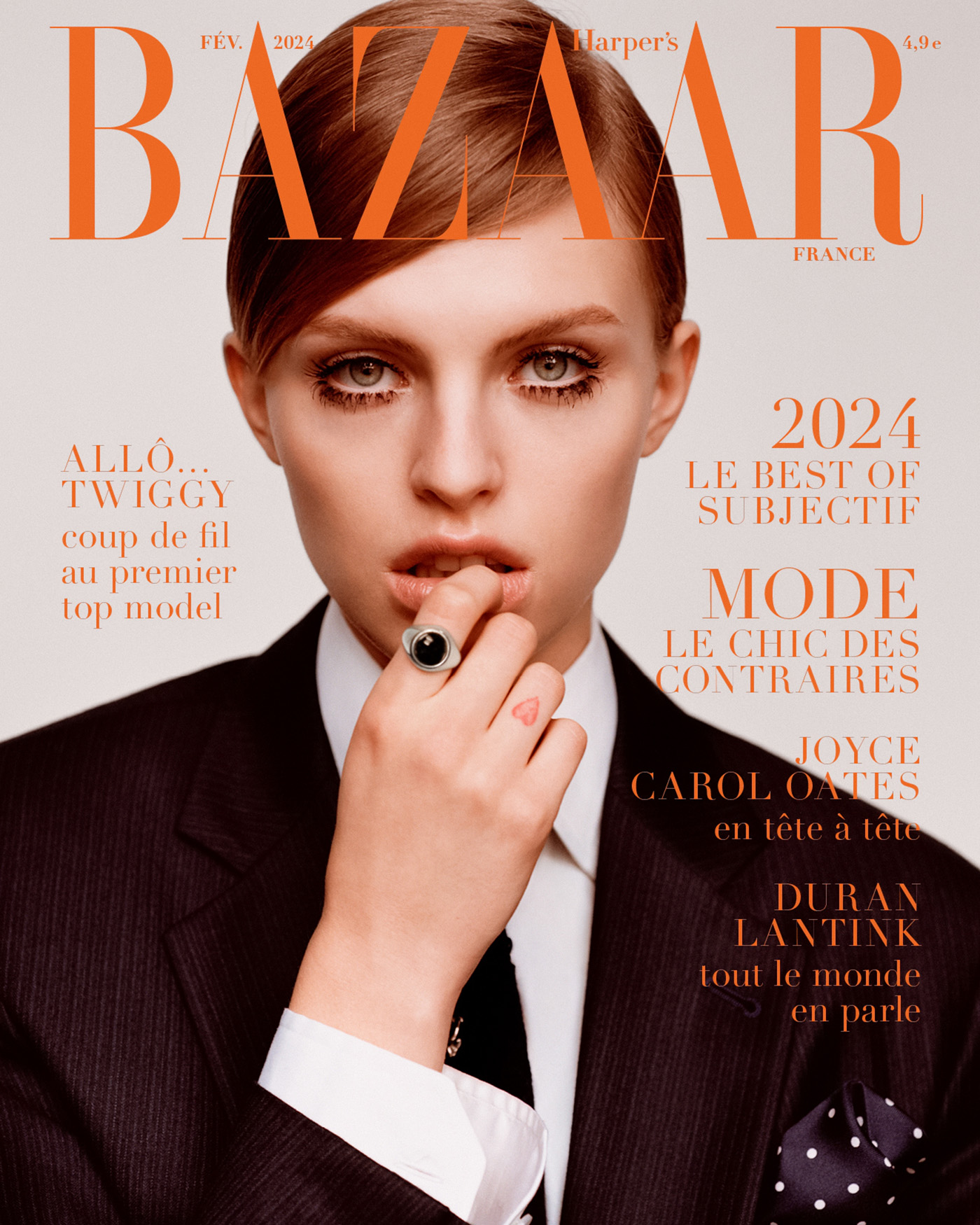 Karolina Spakowski covers Harper’s Bazaar France February 2024 by Alasdair McLellan