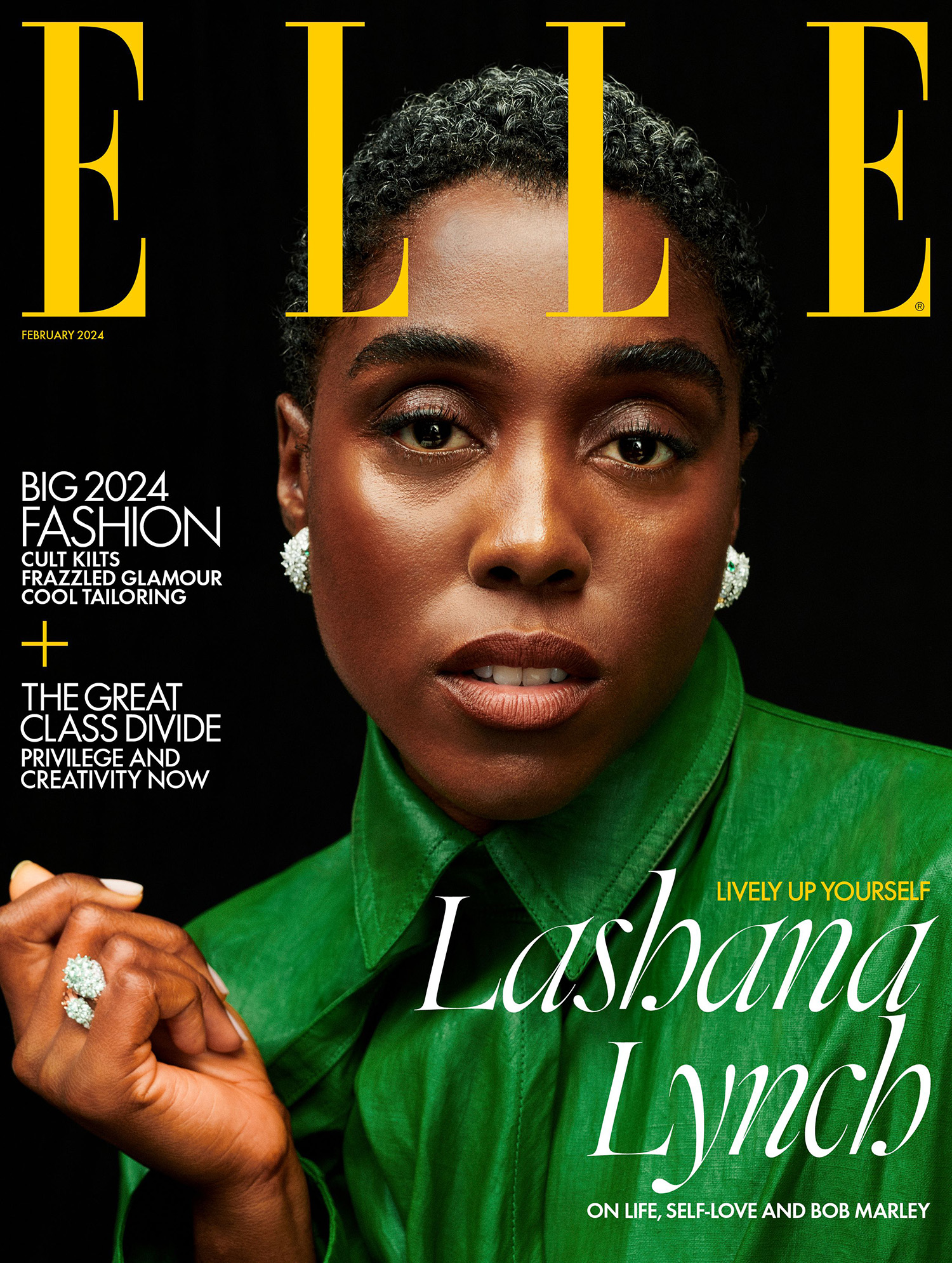 Lashana Lynch covers Elle UK February 2024 by Ekua King