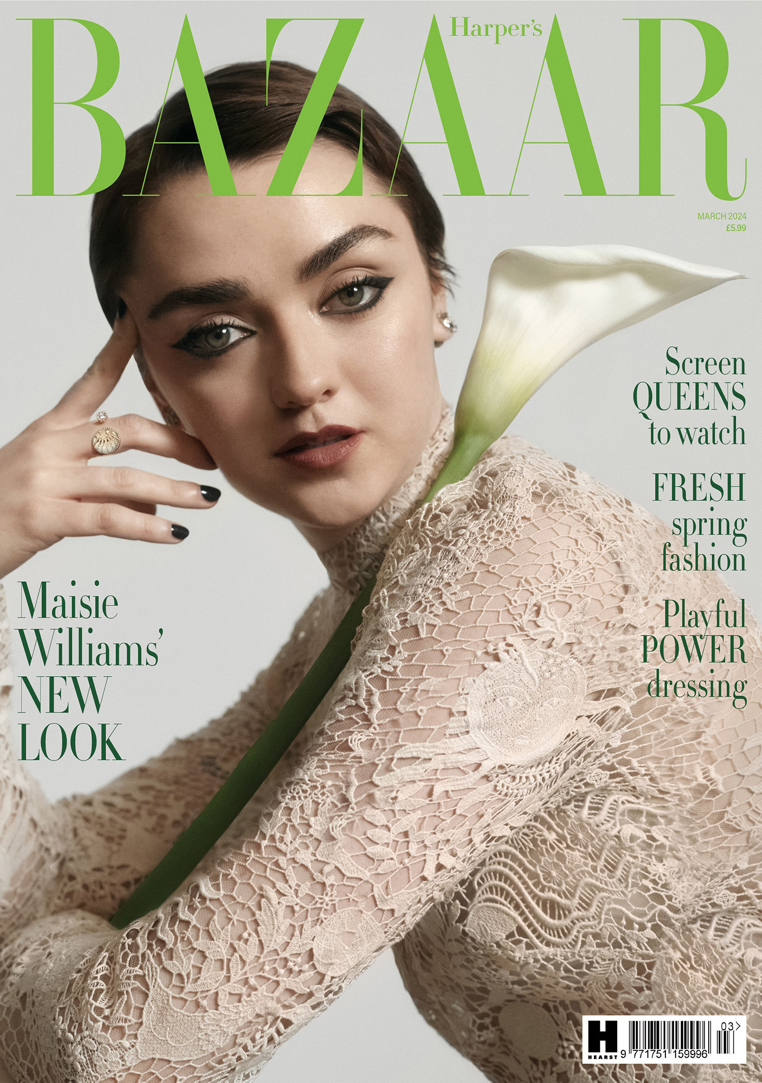 Maisie Williams in Dior on Harper’s Bazaar UK March 2024 by Agata Pospieszynska