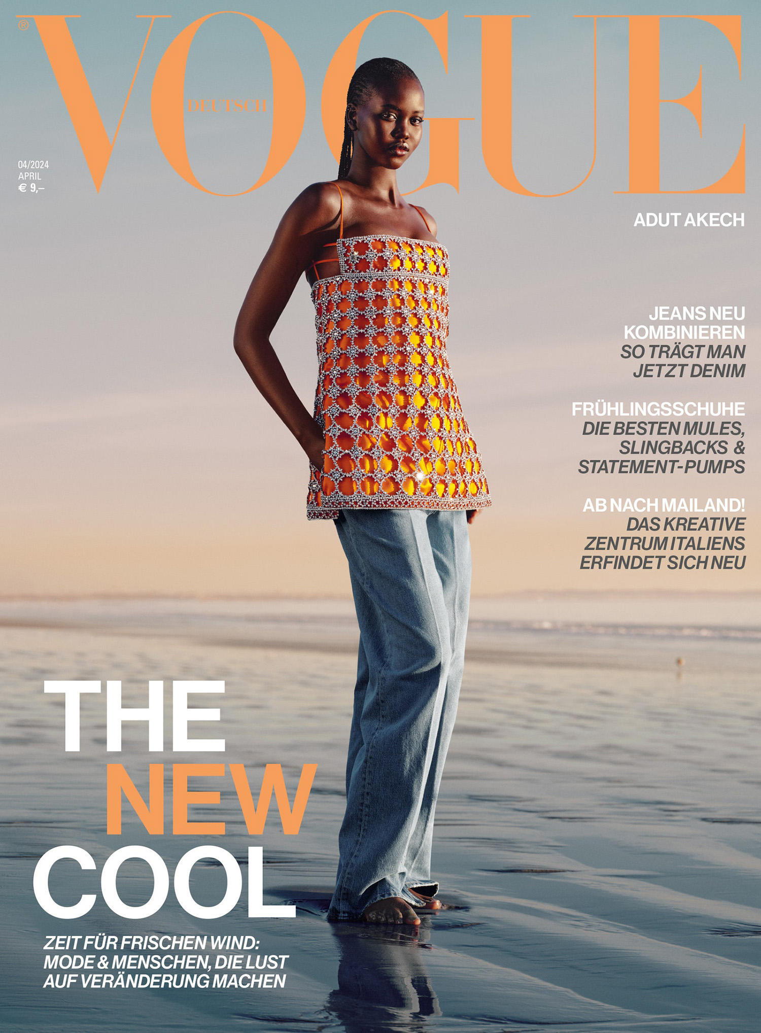 Adut Akech covers Vogue Germany April 2024 by Campbell Addy