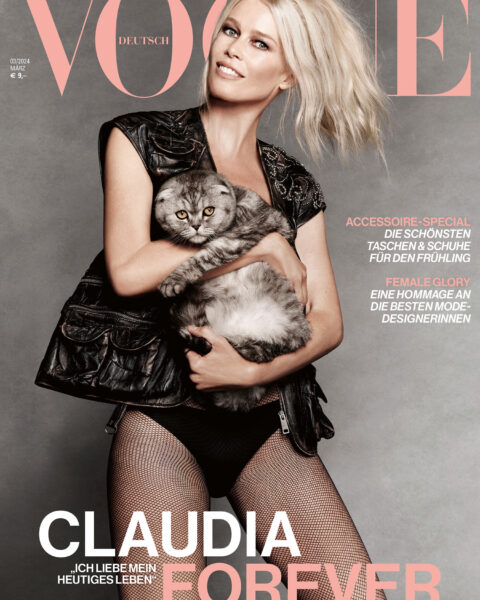 Claudia Schiffer covers Vogue Germany March 2024 by Luigi & Iango