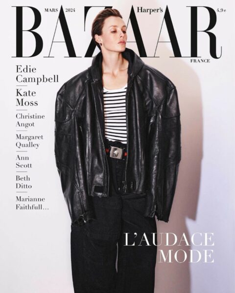 Edie Campbell covers Harper’s Bazaar France March 2024 by David Sims